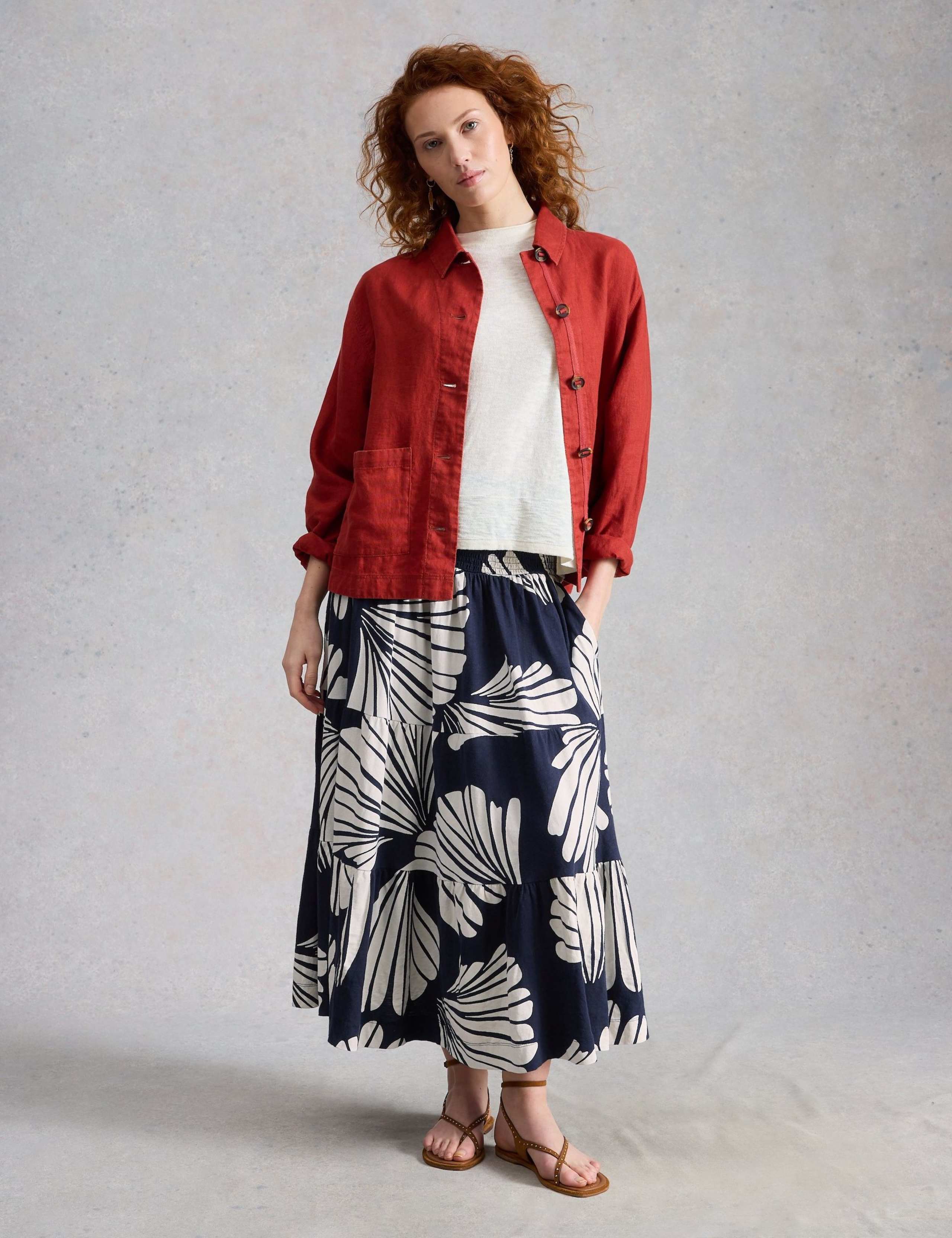 Pure Cotton Jersey Printed Maxi A-Line Skirt 1 of 6