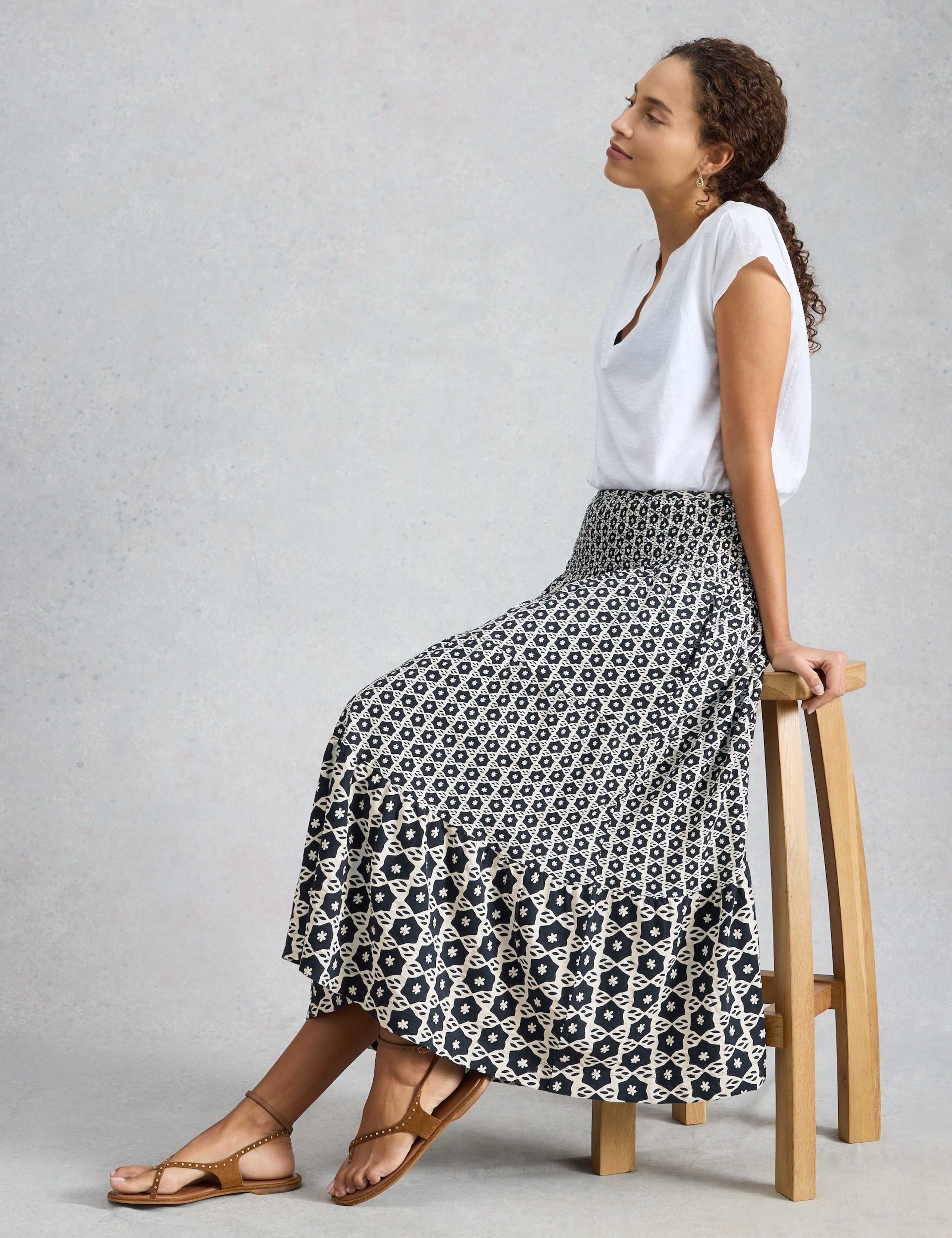 Pure Cotton Jersey Printed Maxi A-Line Skirt 3 of 6