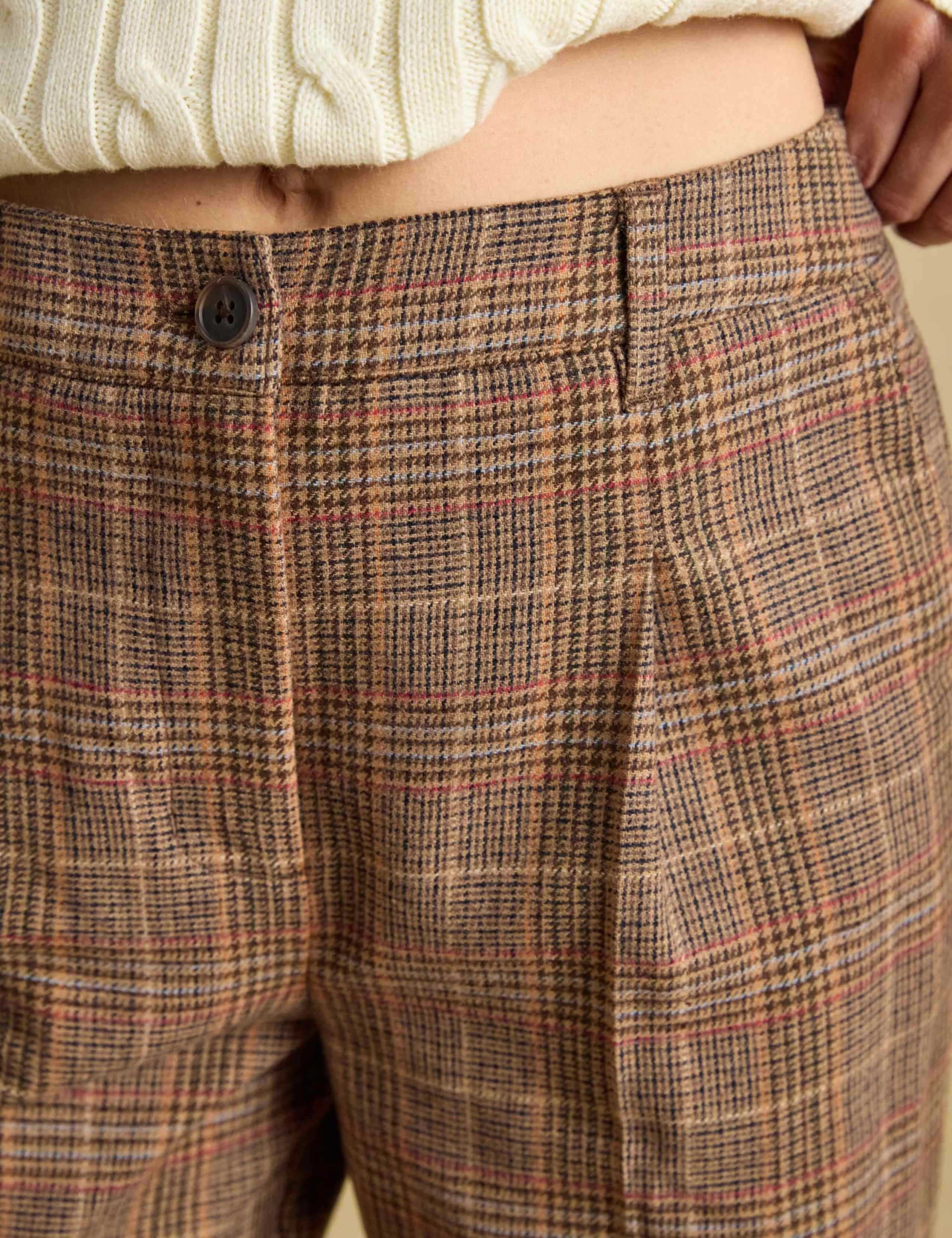 Wool Rich Tweed Checked Wide Leg Trousers 2 of 7