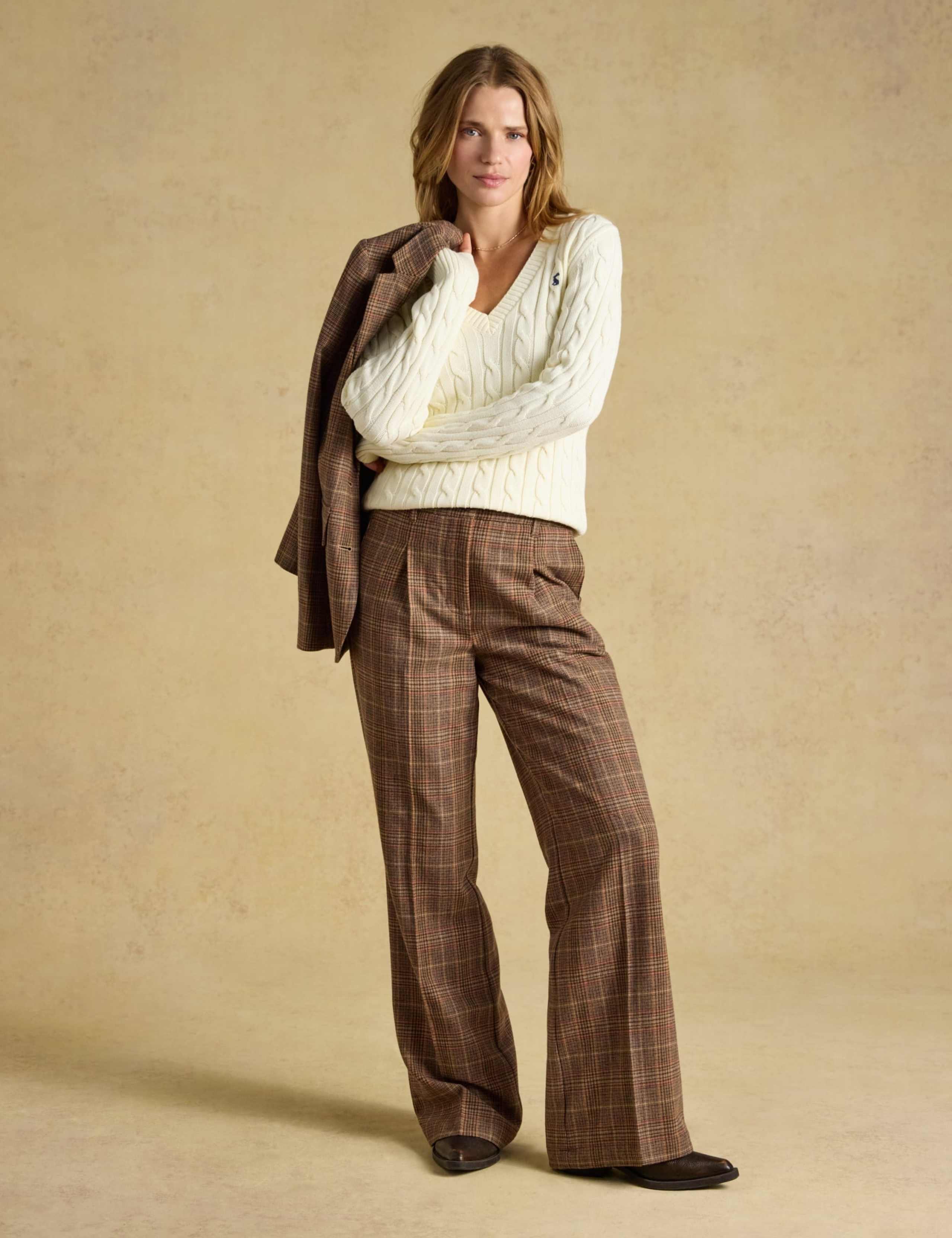 Wool Rich Tweed Checked Wide Leg Trousers 3 of 7