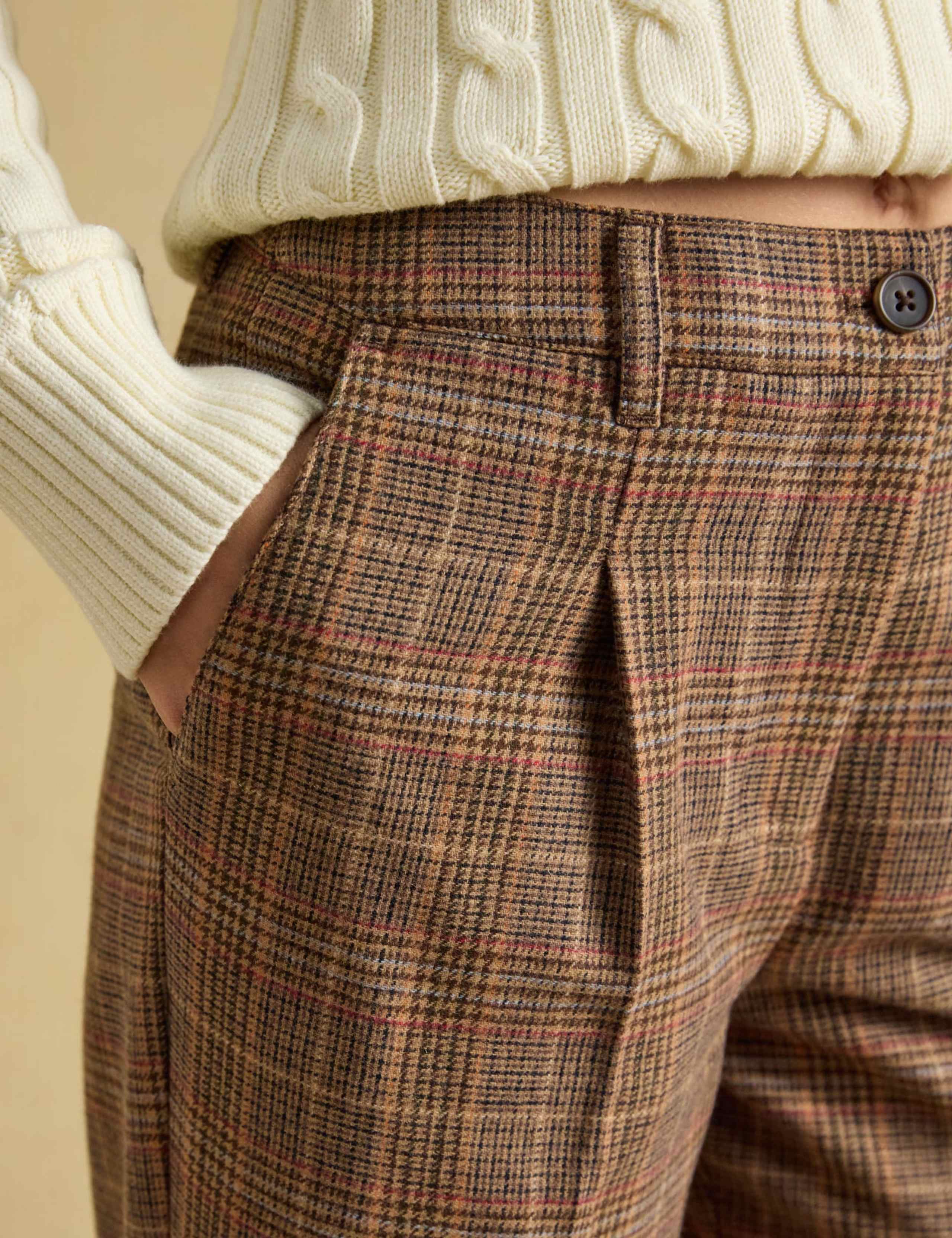 Wool Rich Tweed Checked Wide Leg Trousers 7 of 7