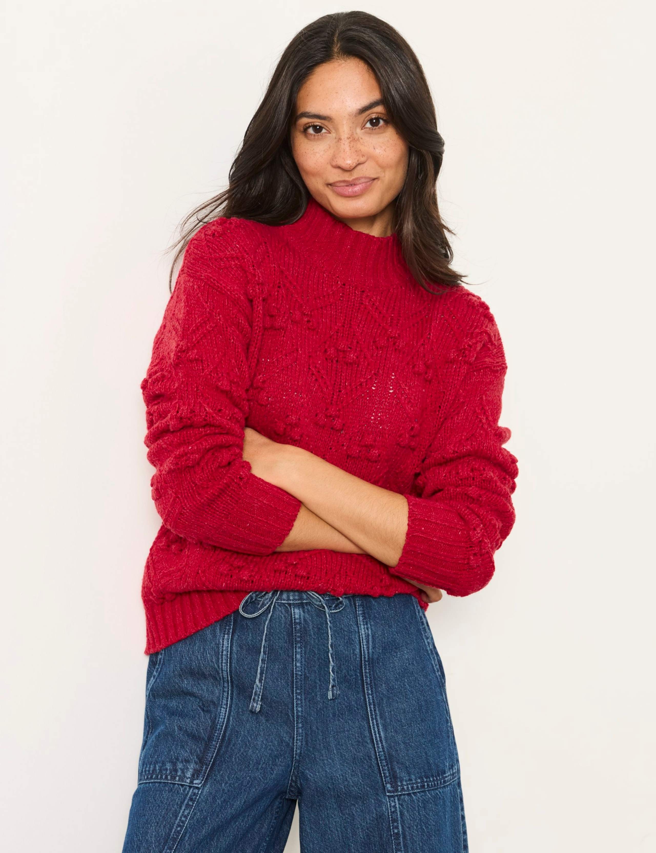 Wool Blend Textured Funnel Neck Jumper 1 of 5