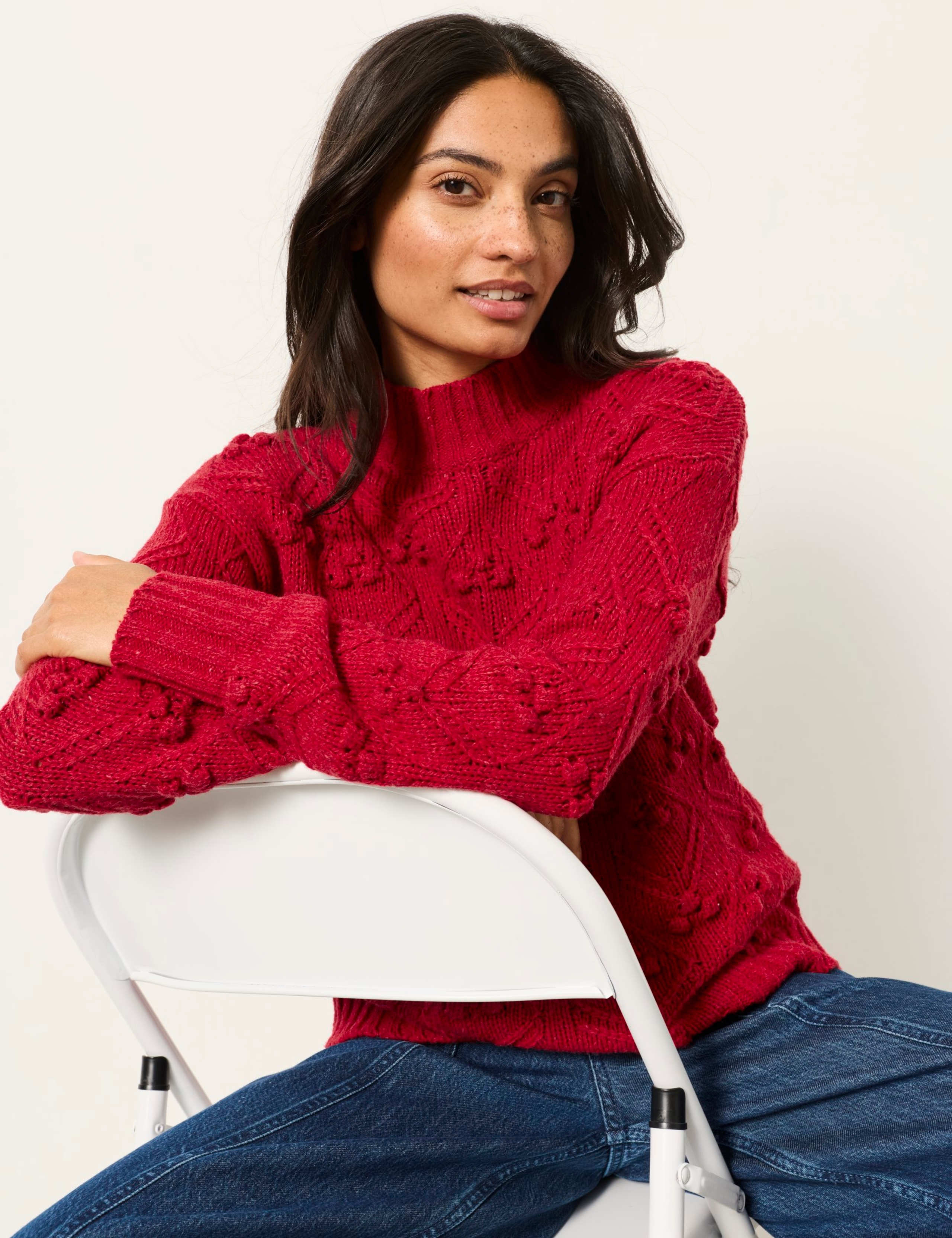 Wool Blend Textured Funnel Neck Jumper 3 of 5