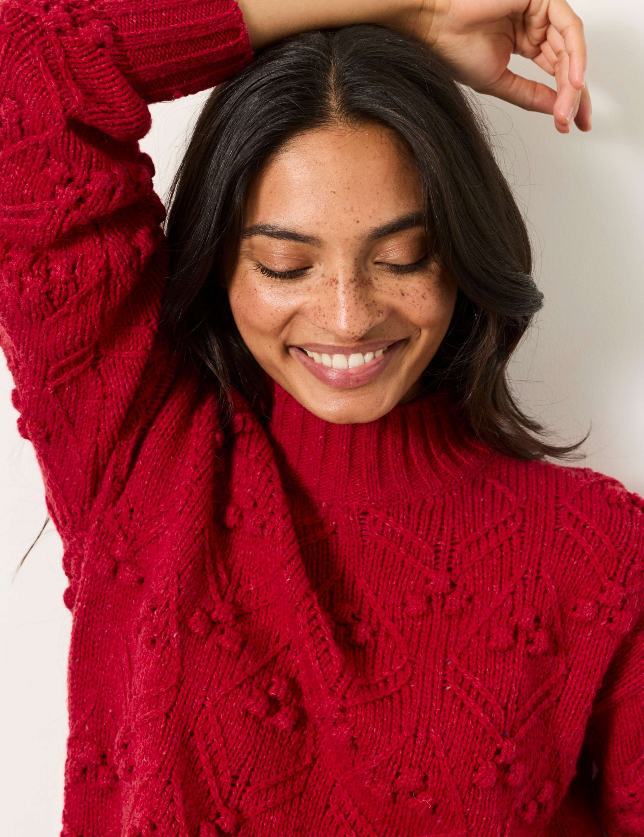Wool Blend Textured Funnel Neck Jumper 4 of 5