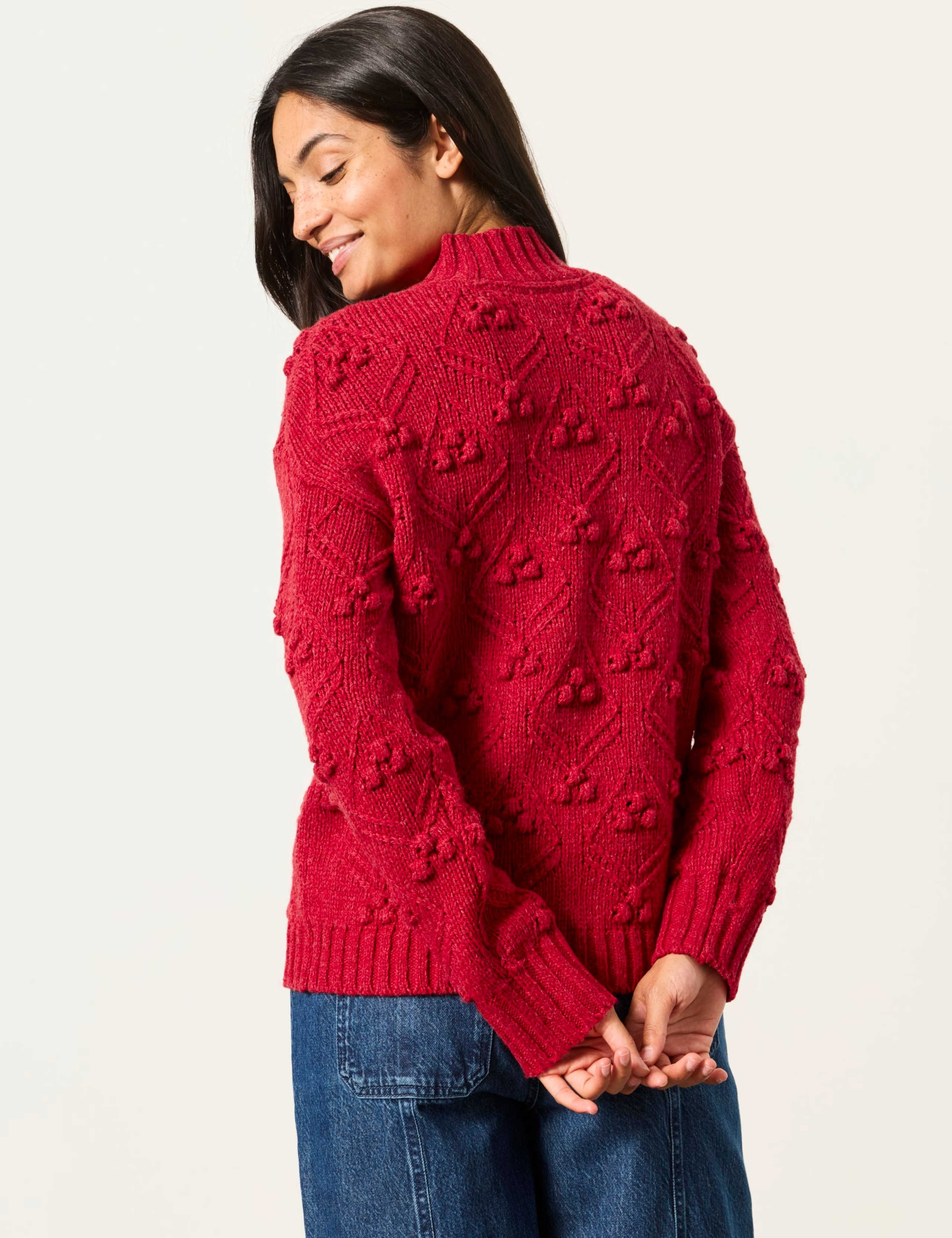 Wool Blend Textured Funnel Neck Jumper 5 of 5