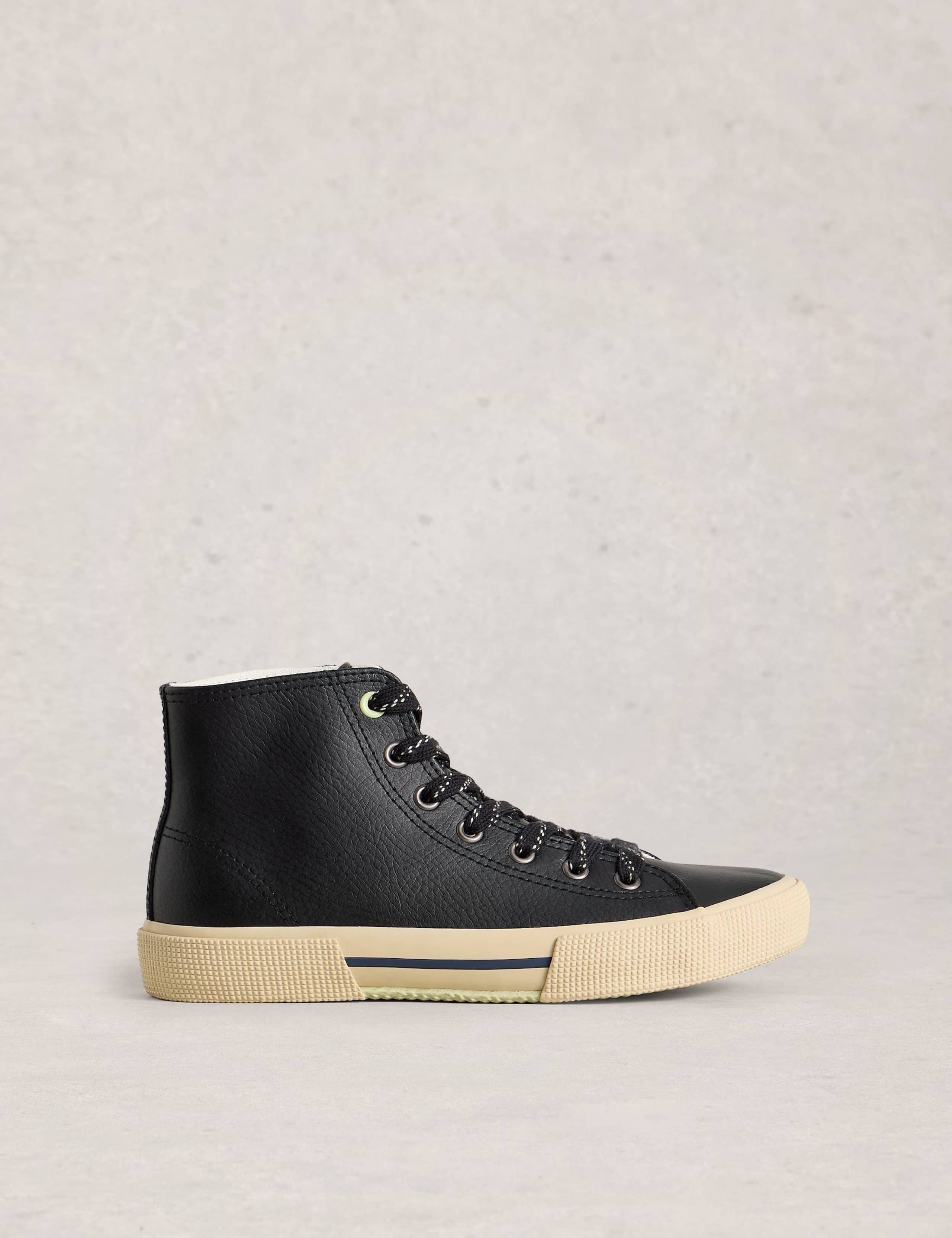 Leather Lace Up High Top Trainers 1 of 4