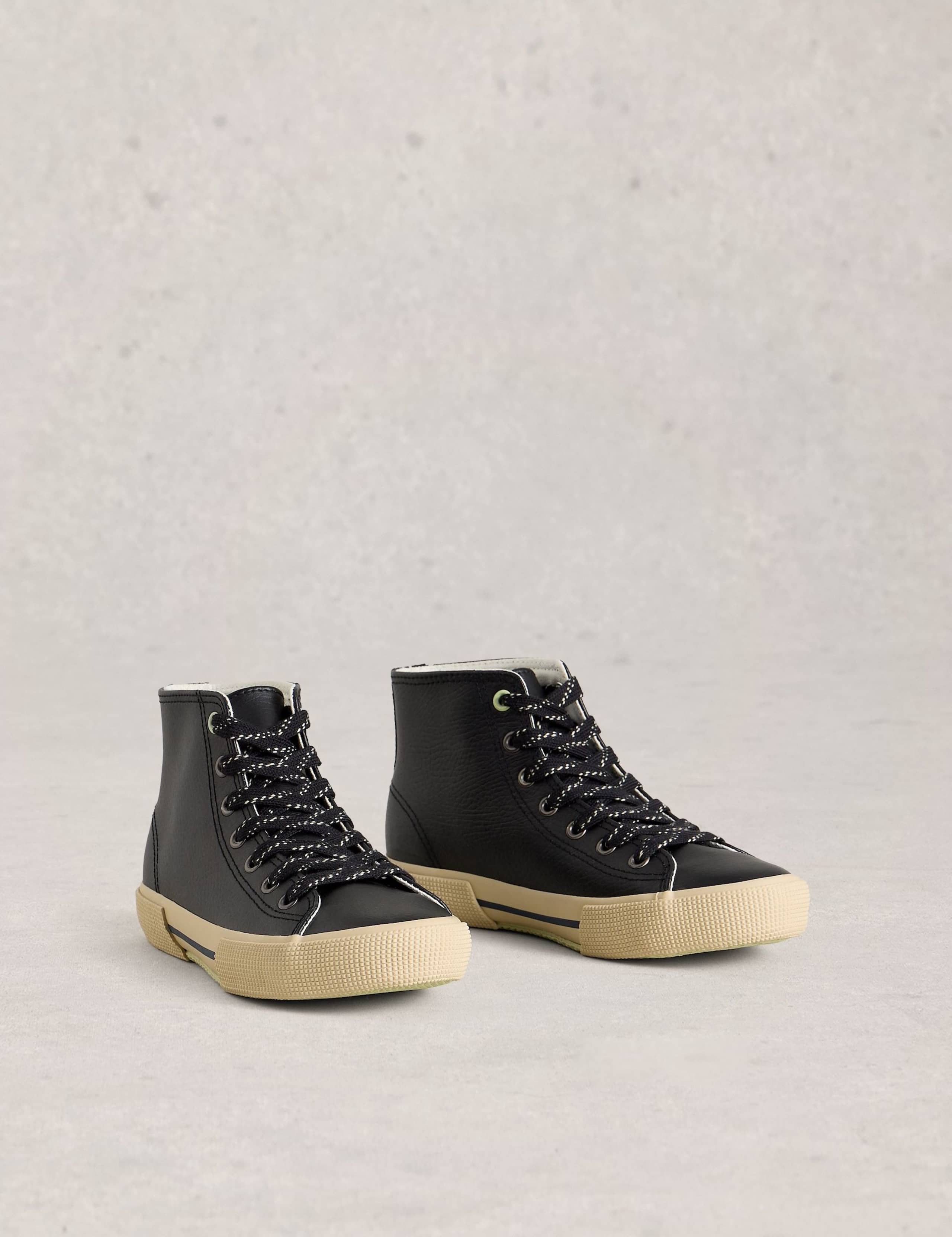 Leather Lace Up High Top Trainers 2 of 4