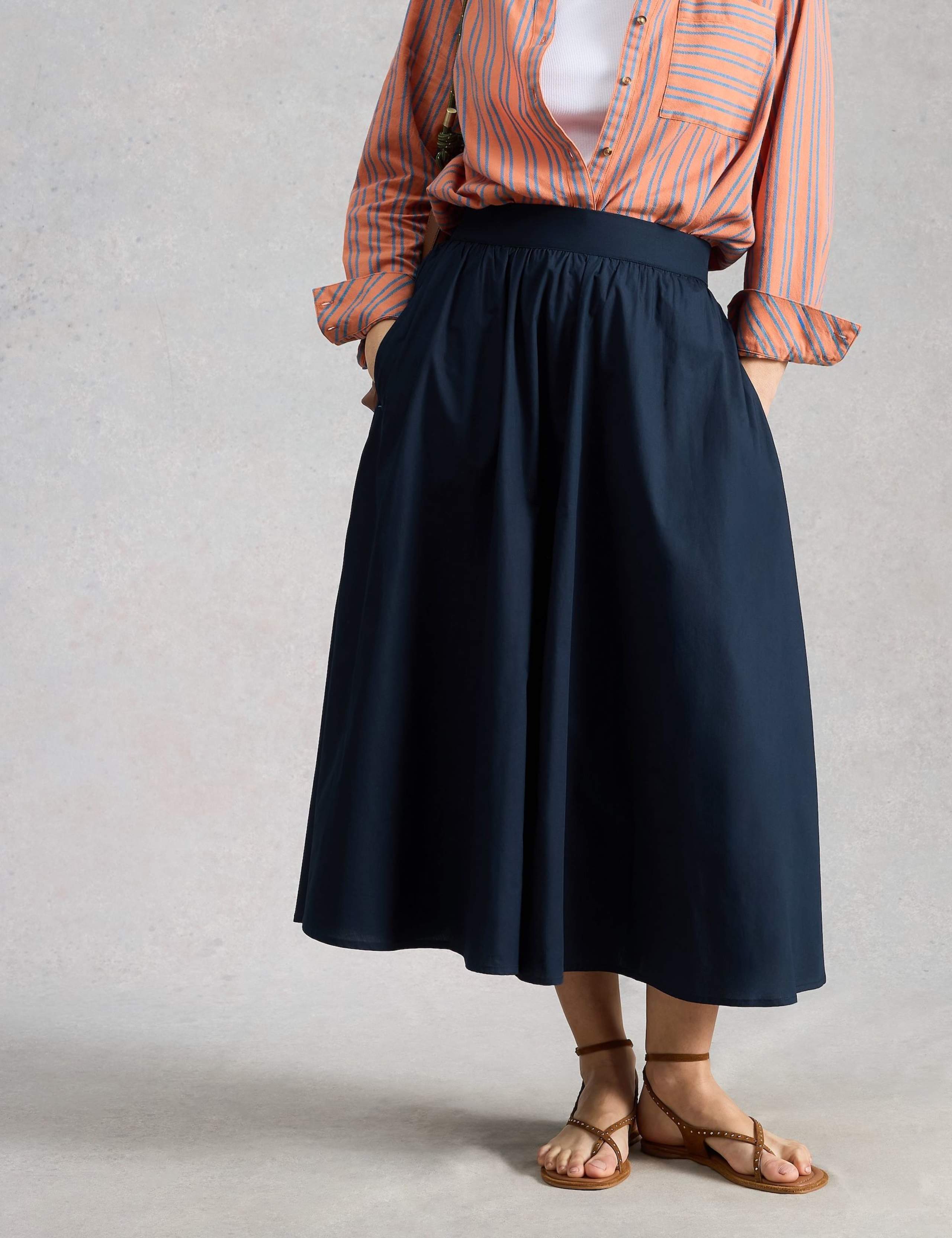 Pure Cotton Midi A-Line Skirt 1 of 6