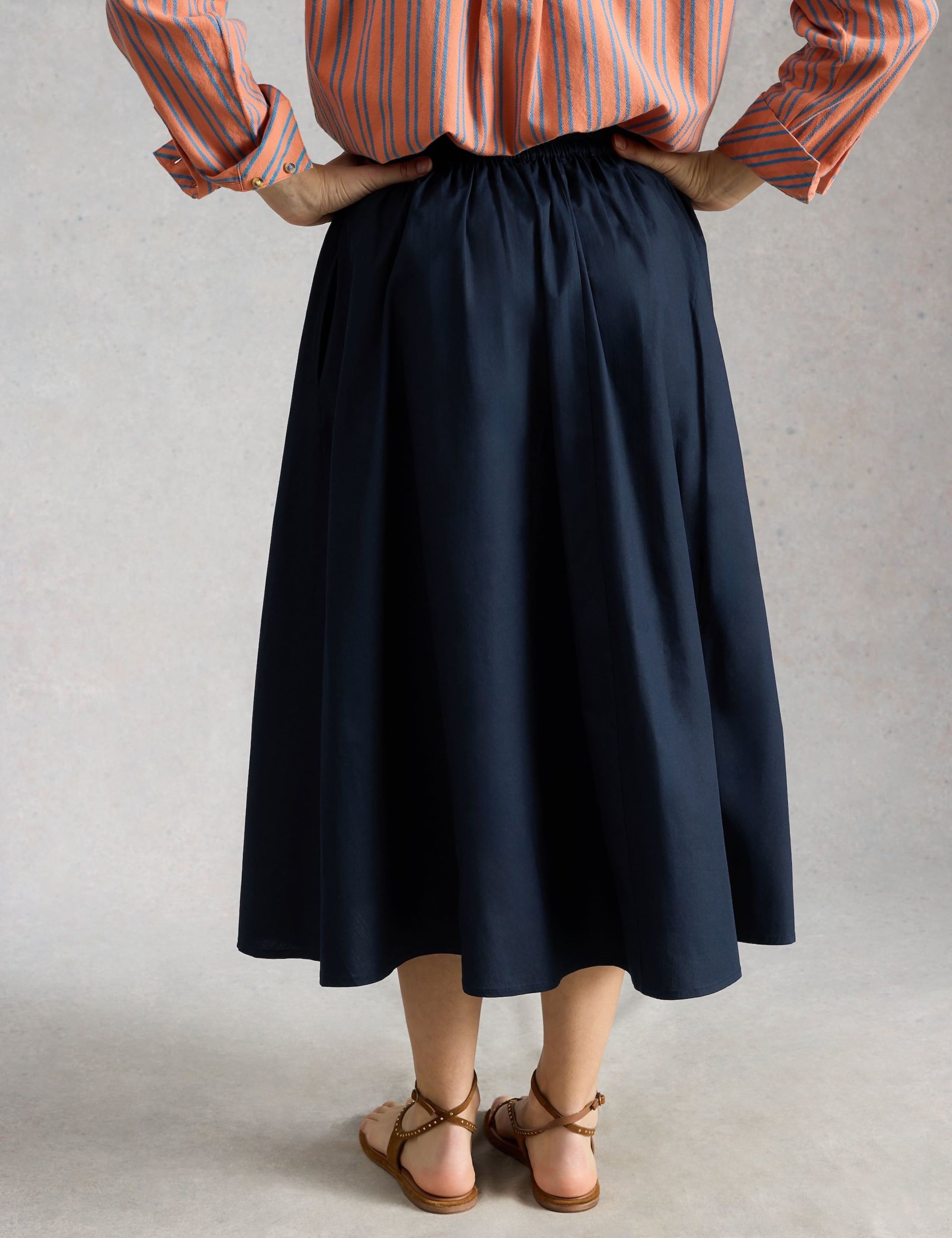 Pure Cotton Midi A-Line Skirt 5 of 6