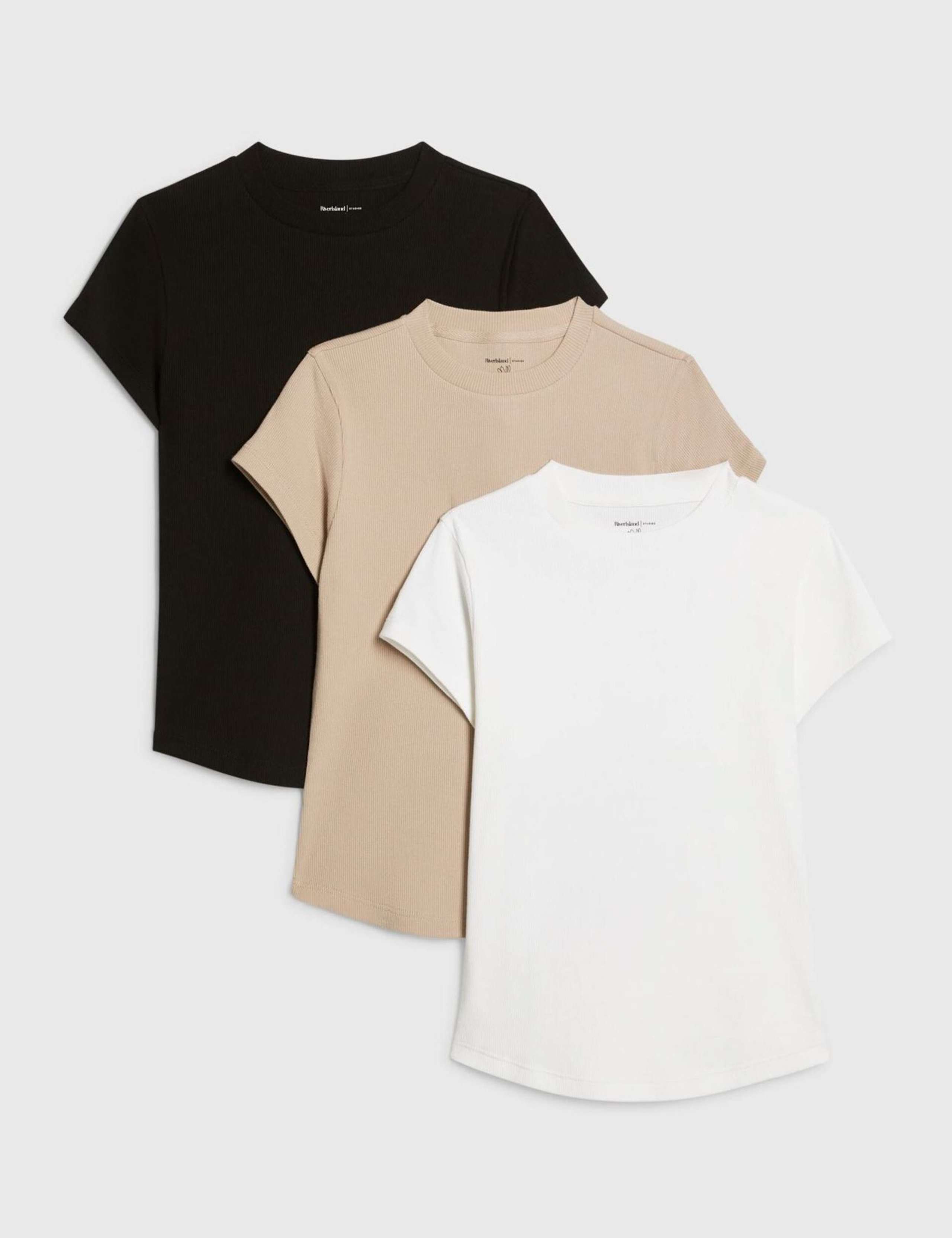 3 Pack Cotton Rich Ribbed Fitted Tops 2 of 5