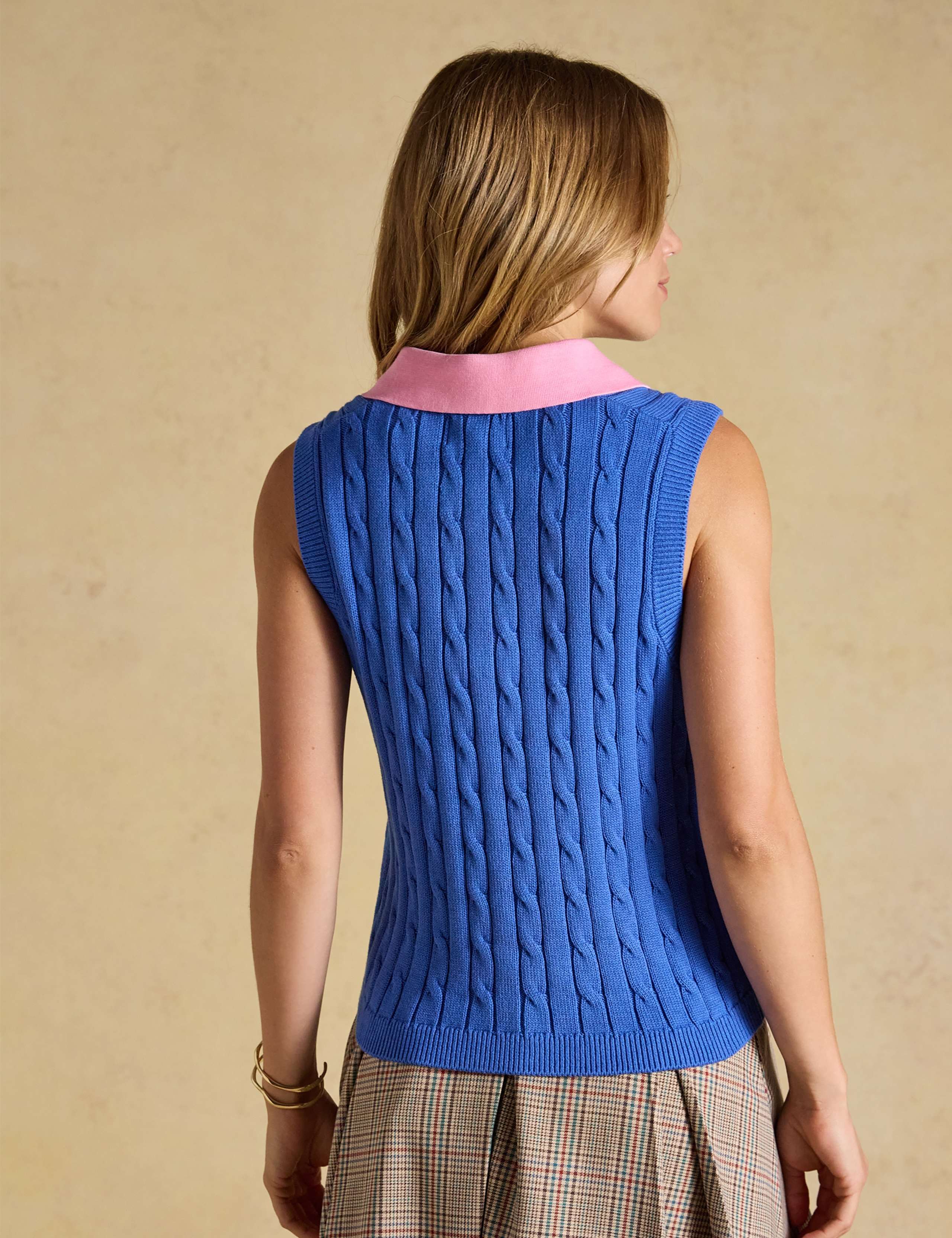 Pure Cotton Cable Knit Collared Vest 4 of 7