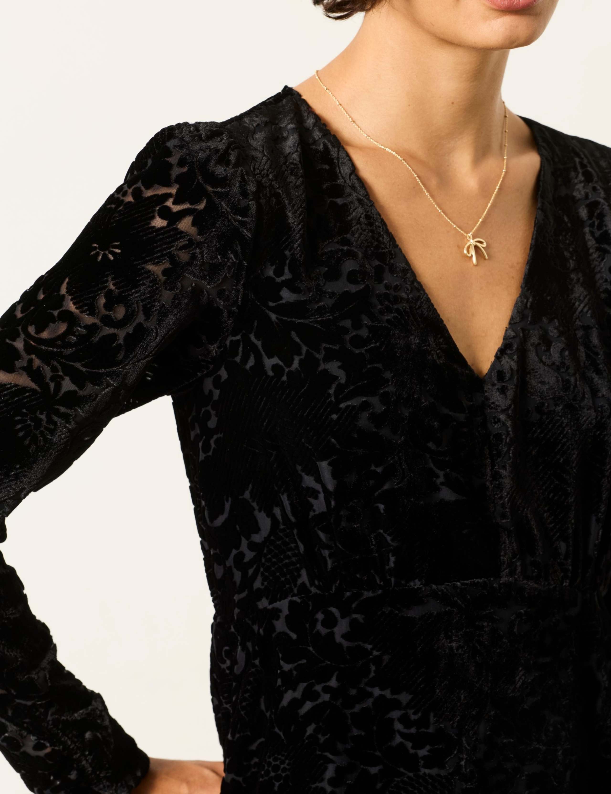 Embroidered V Neck Devoree Midi Tea Dress 5 of 5