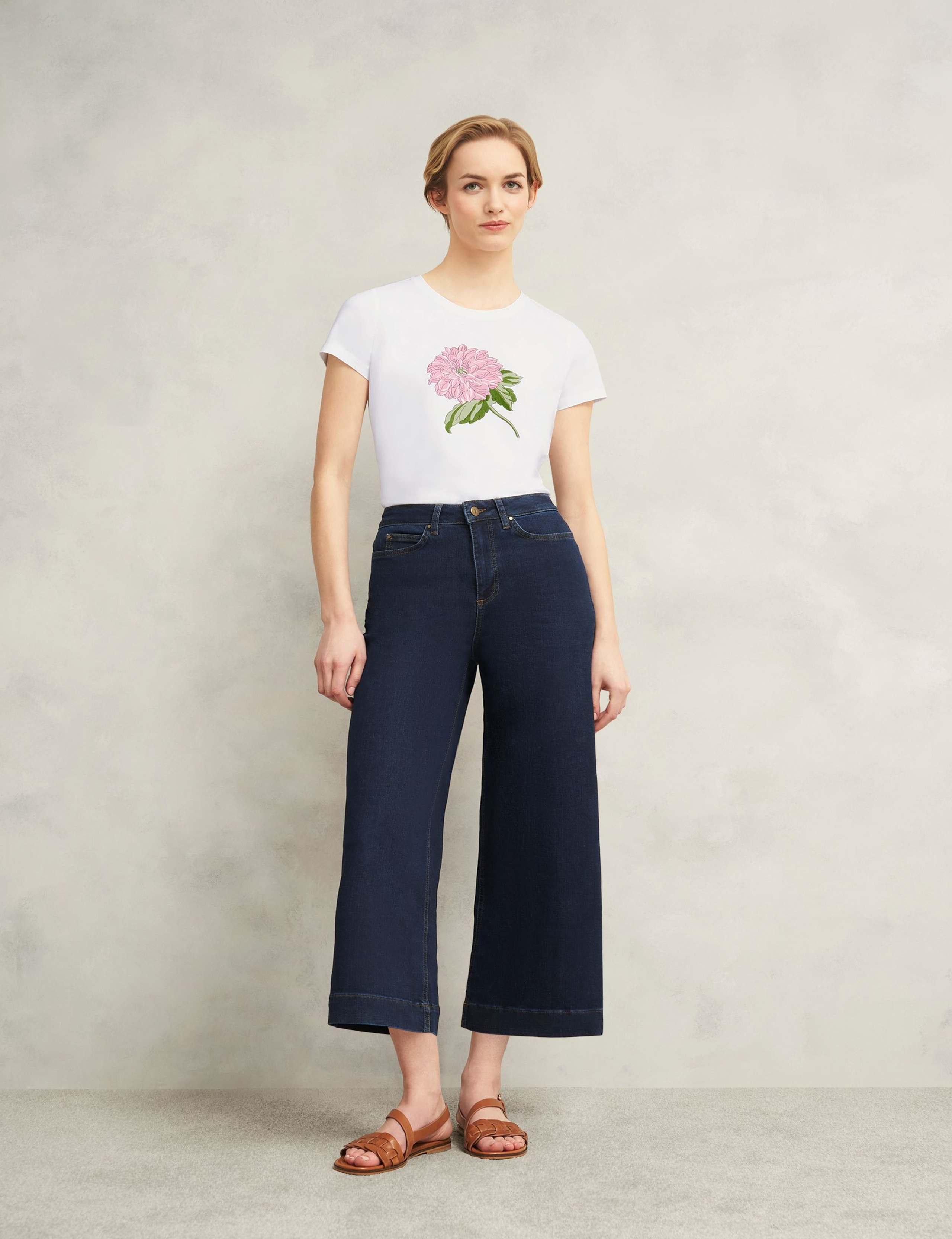 Pure Cotton Embroidered Flower T-Shirt 4 of 7