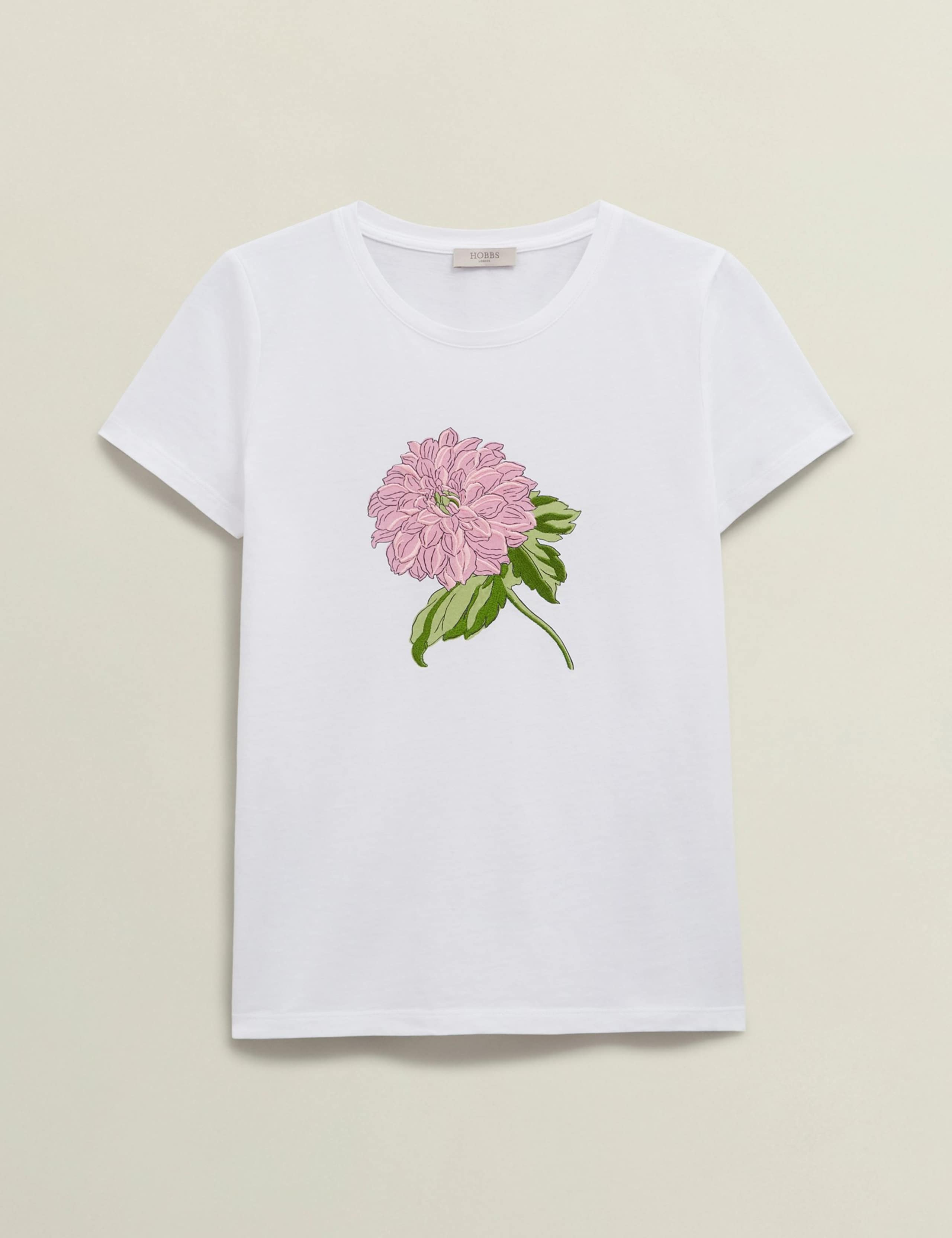 Pure Cotton Embroidered Flower T-Shirt 2 of 7