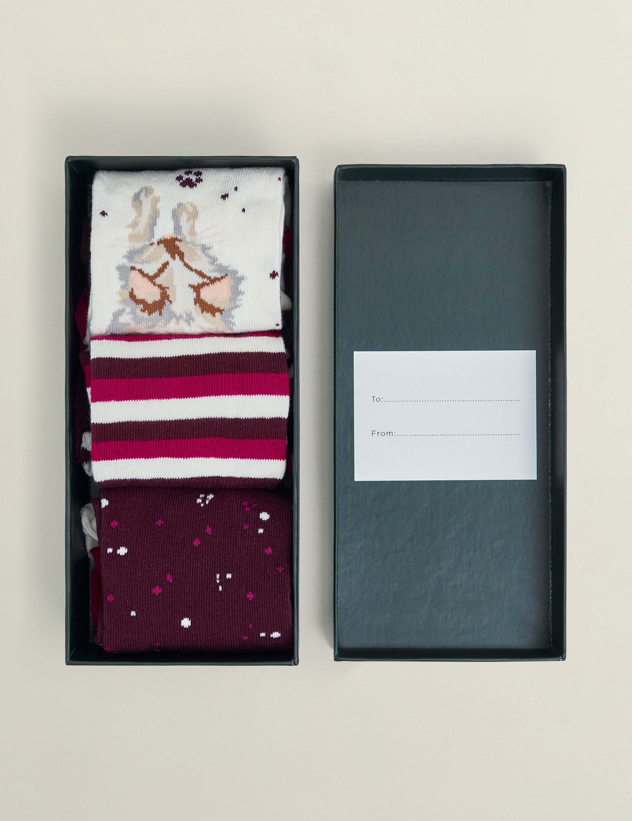 3pk Pure Cotton Cat Ankle High Socks 3 of 3