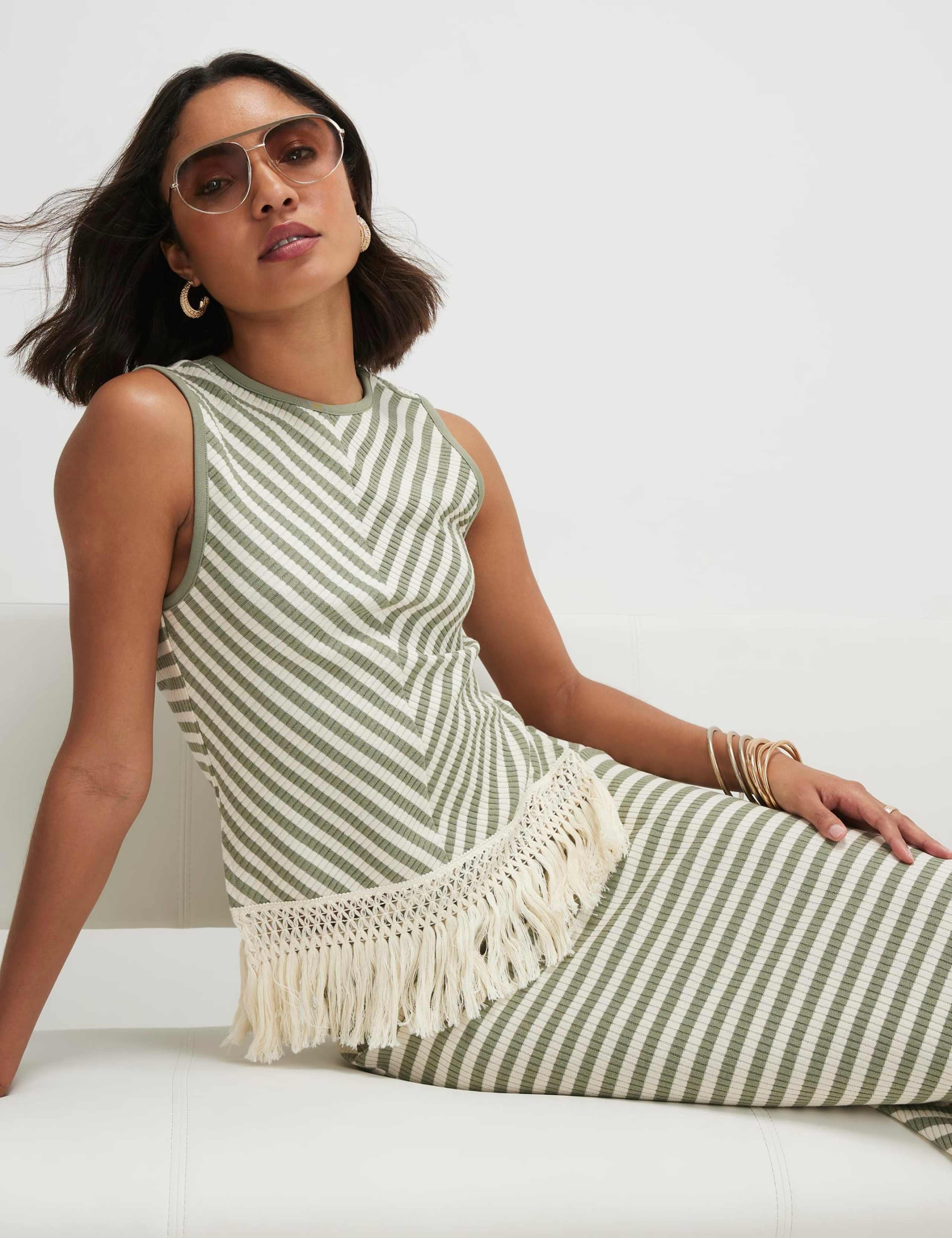 Pure Cotton Striped Fringed Tank Top 4 of 4
