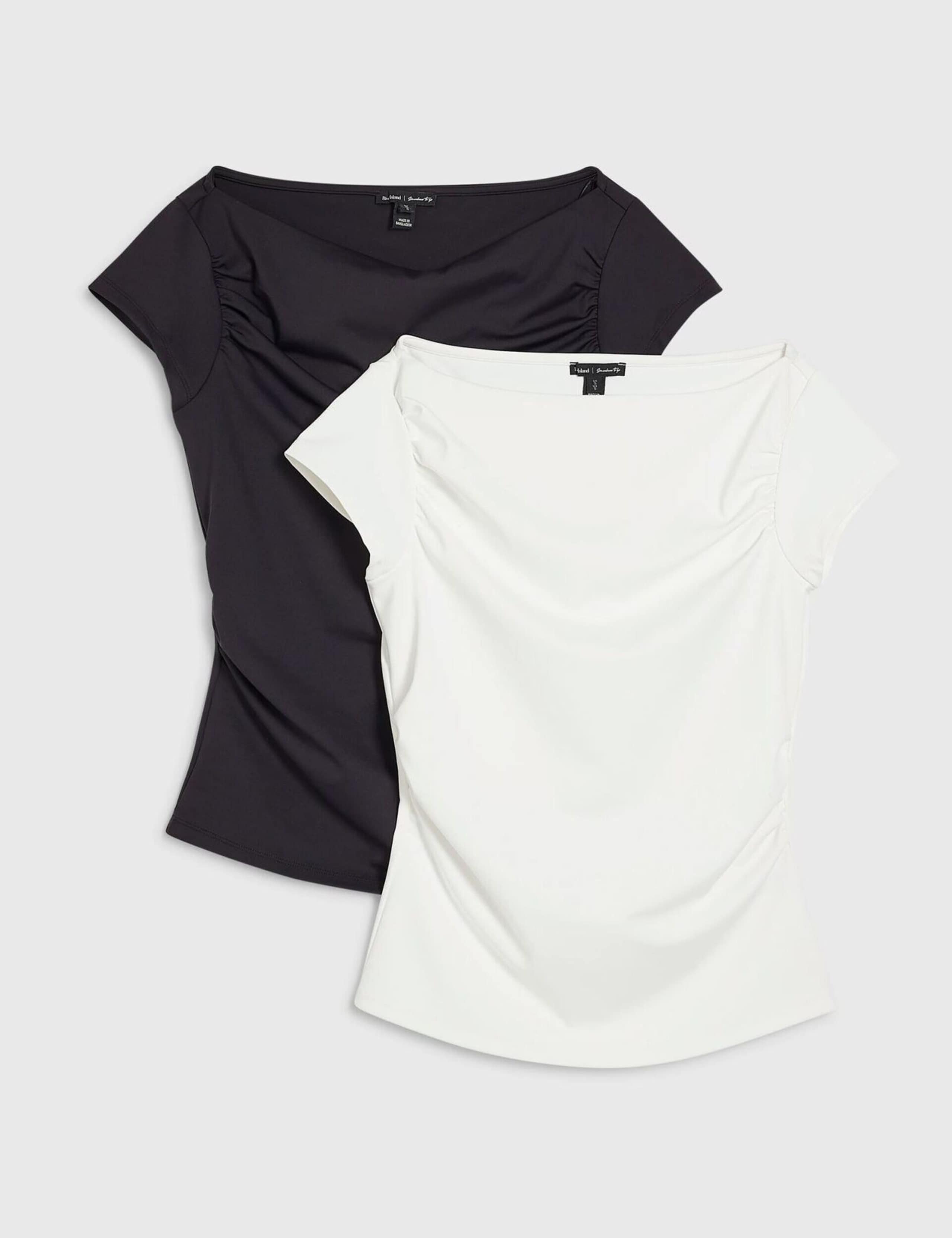 2 Pack Ruched Slash Neck Tops 2 of 5