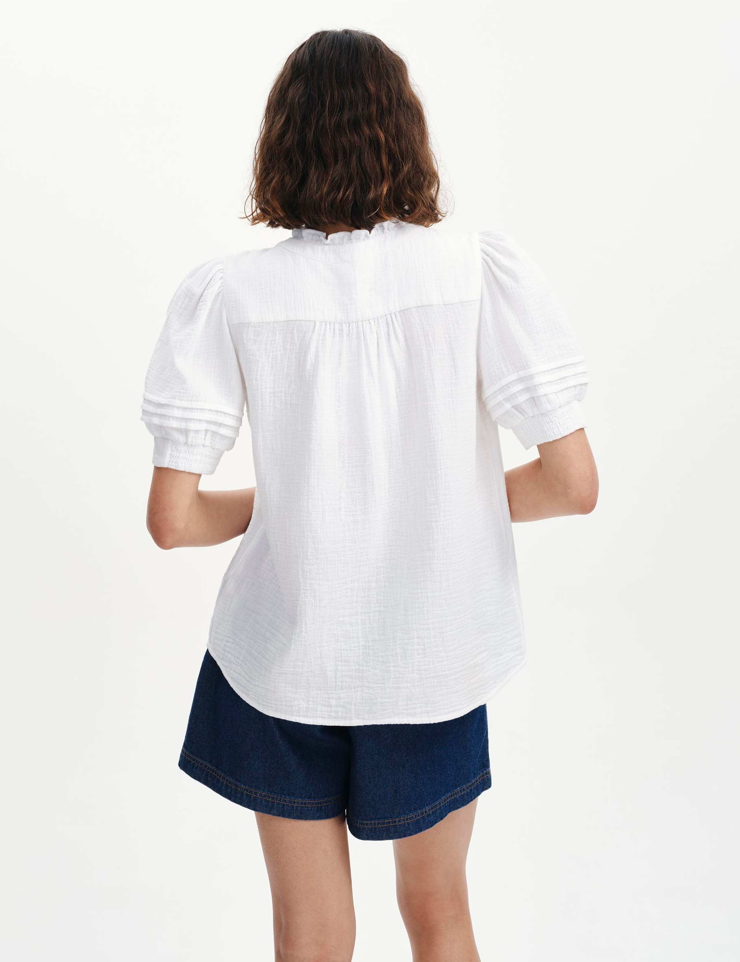 Pure Cotton High Neck Pintuck Blouse 2 of 6