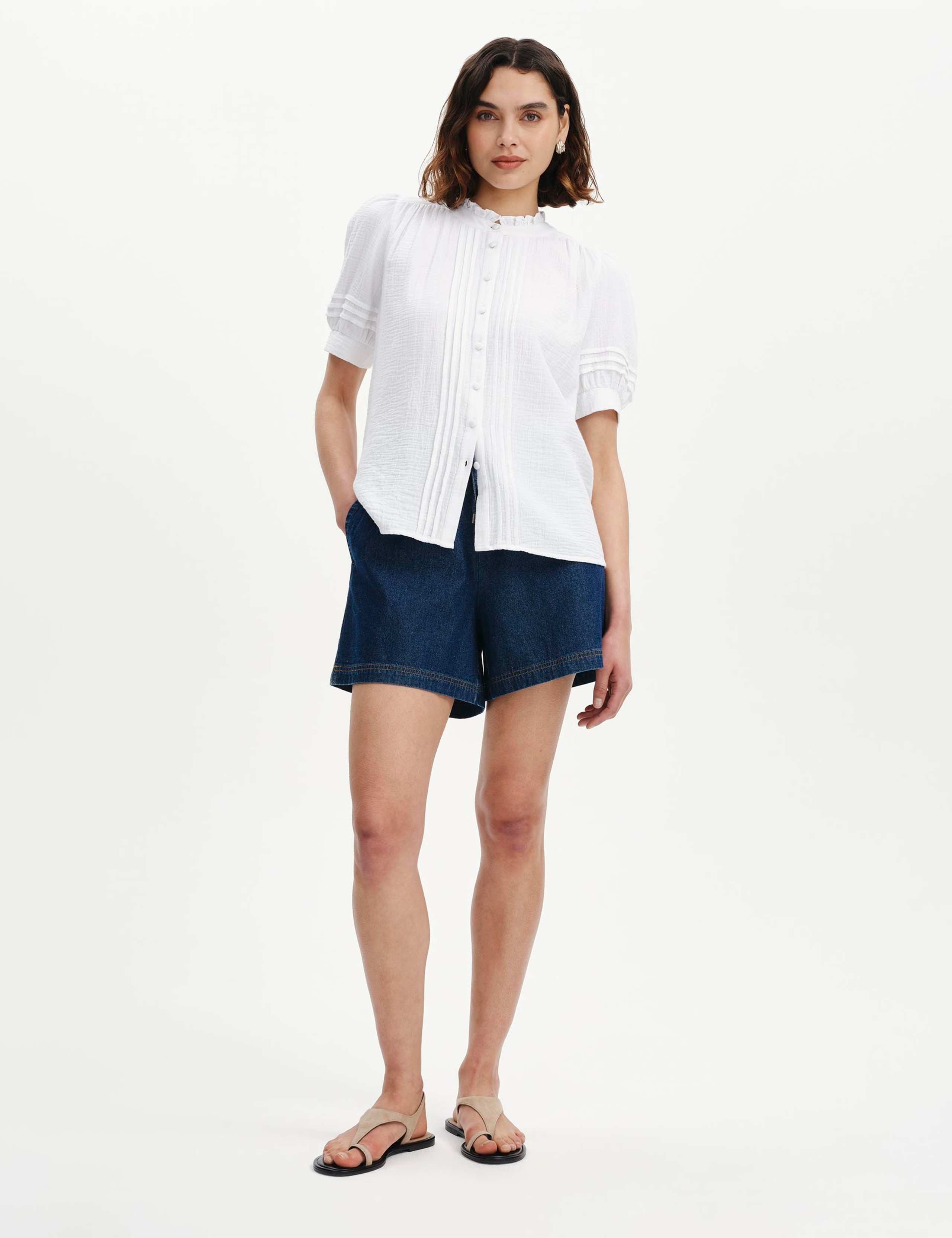 Pure Cotton High Neck Pintuck Blouse 5 of 6