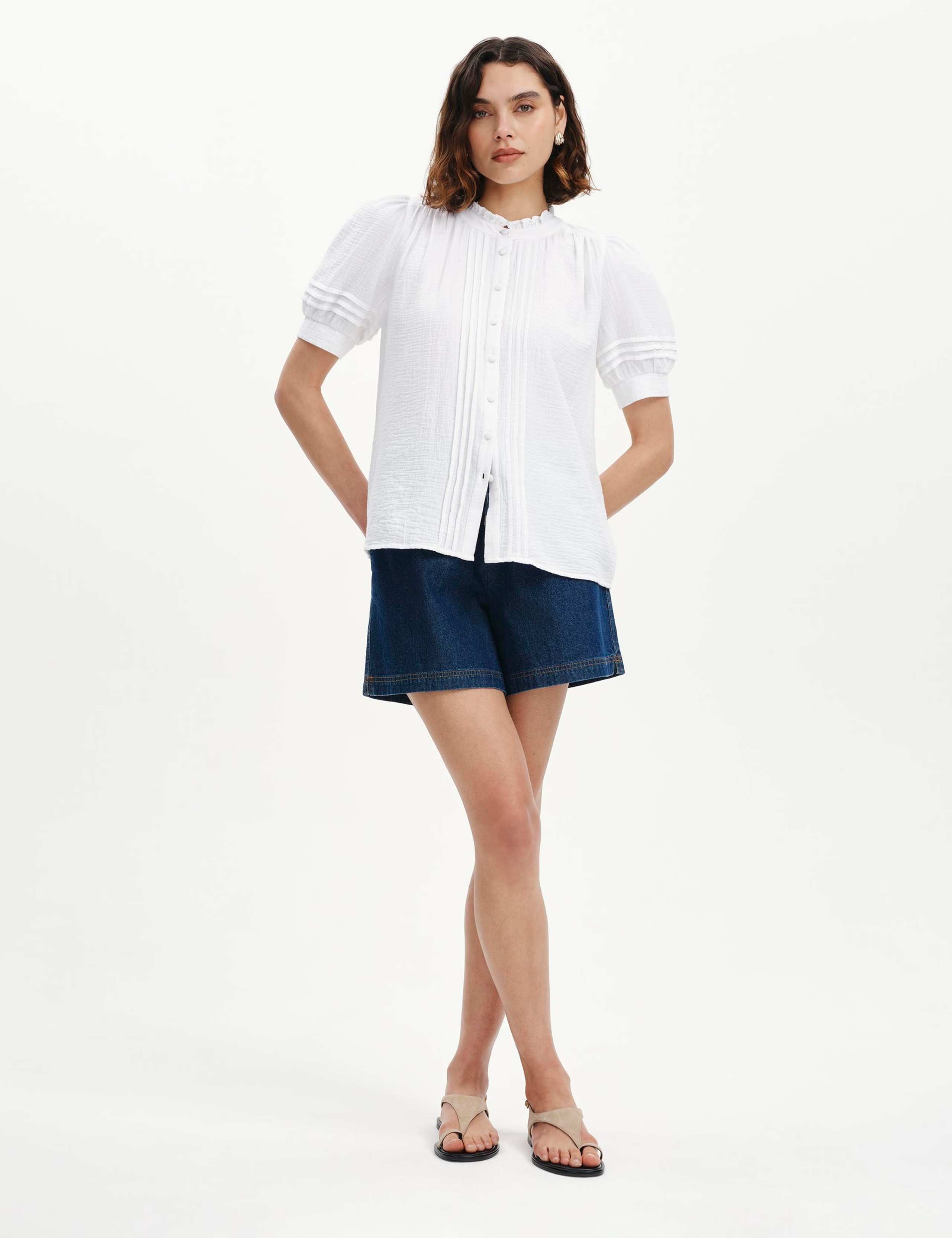 Pure Cotton High Neck Pintuck Blouse 6 of 6