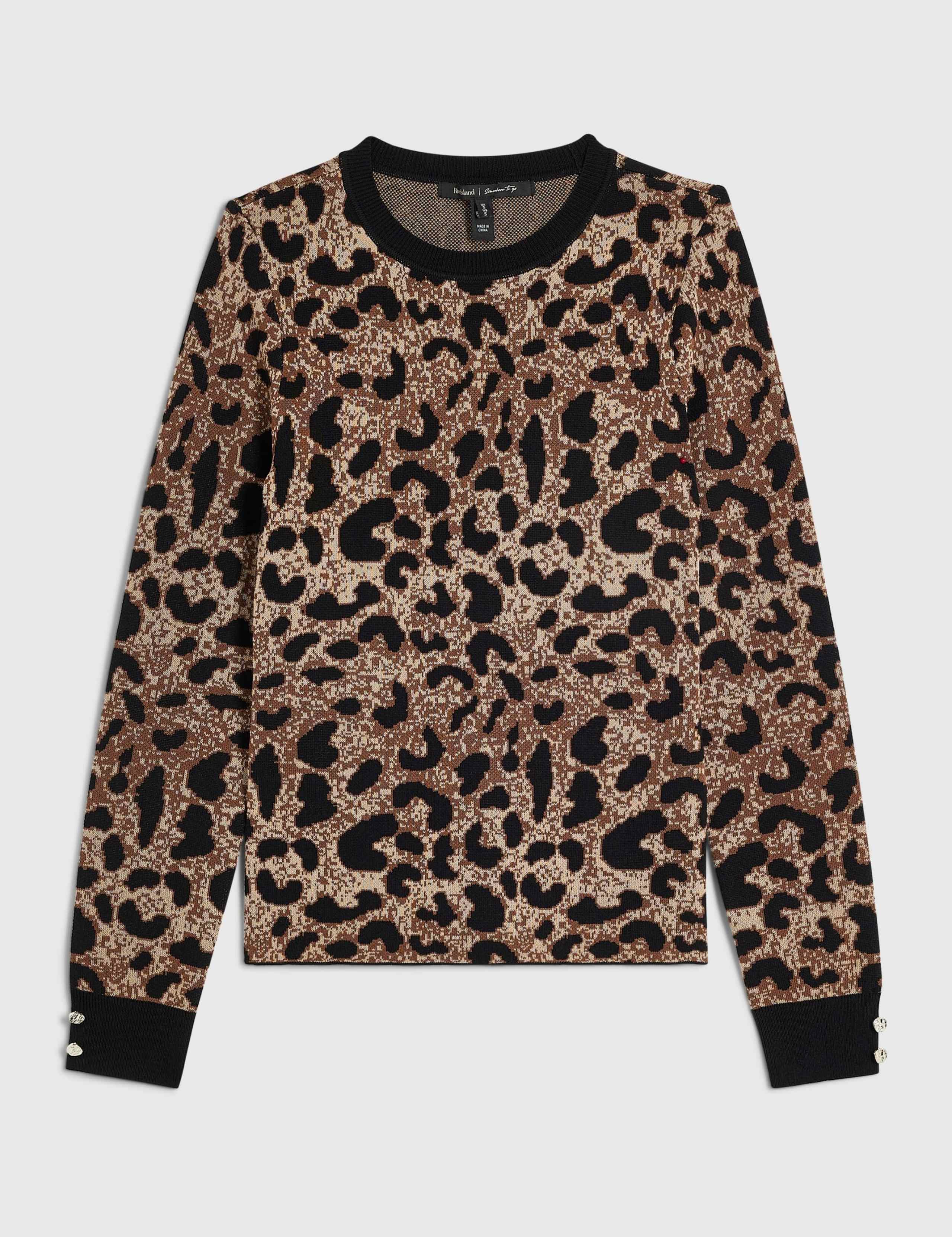 Animal Print Ribbed Layered Trim Top 4 of 6