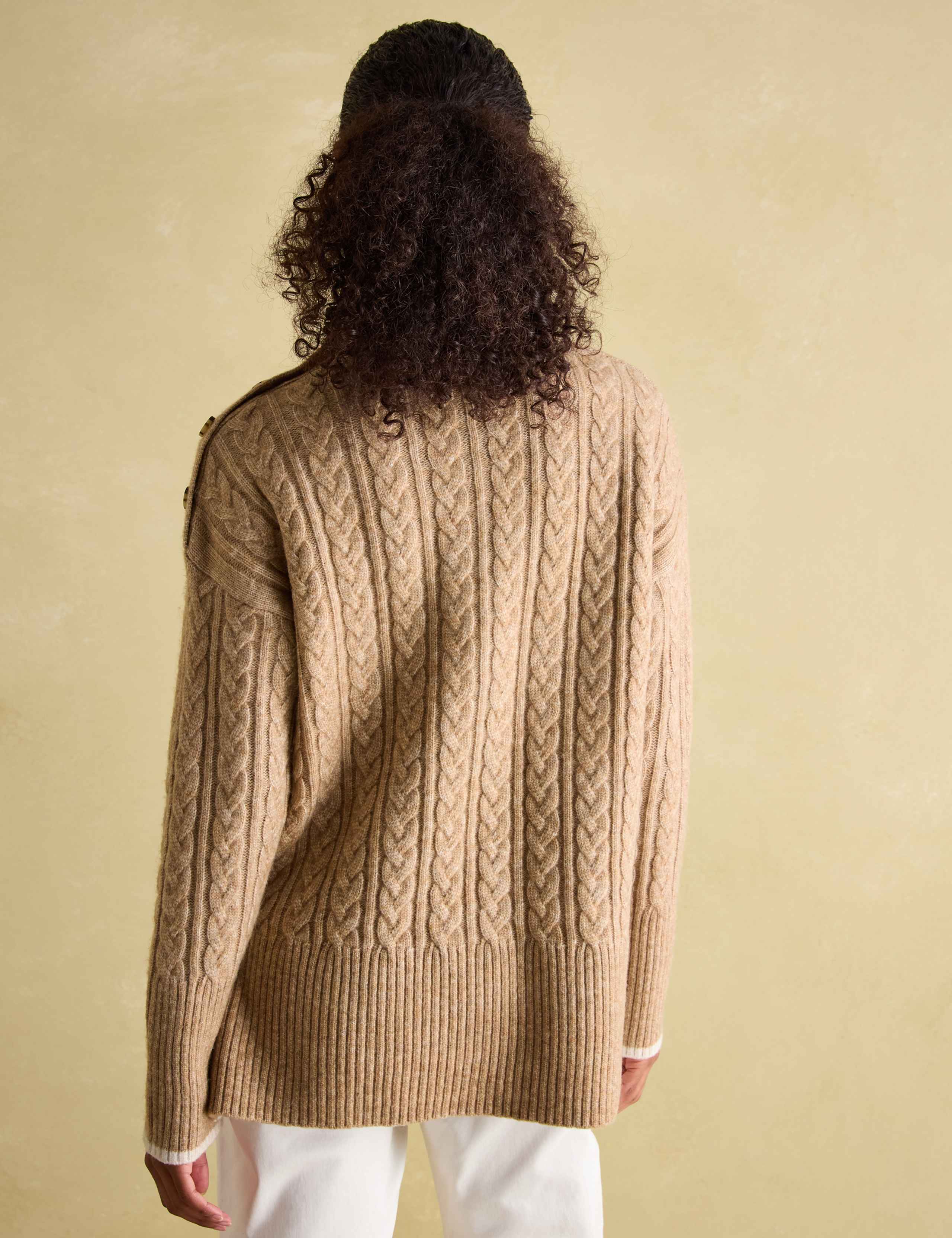 Cable Knit High Neck Jumper with Wool 3 of 5