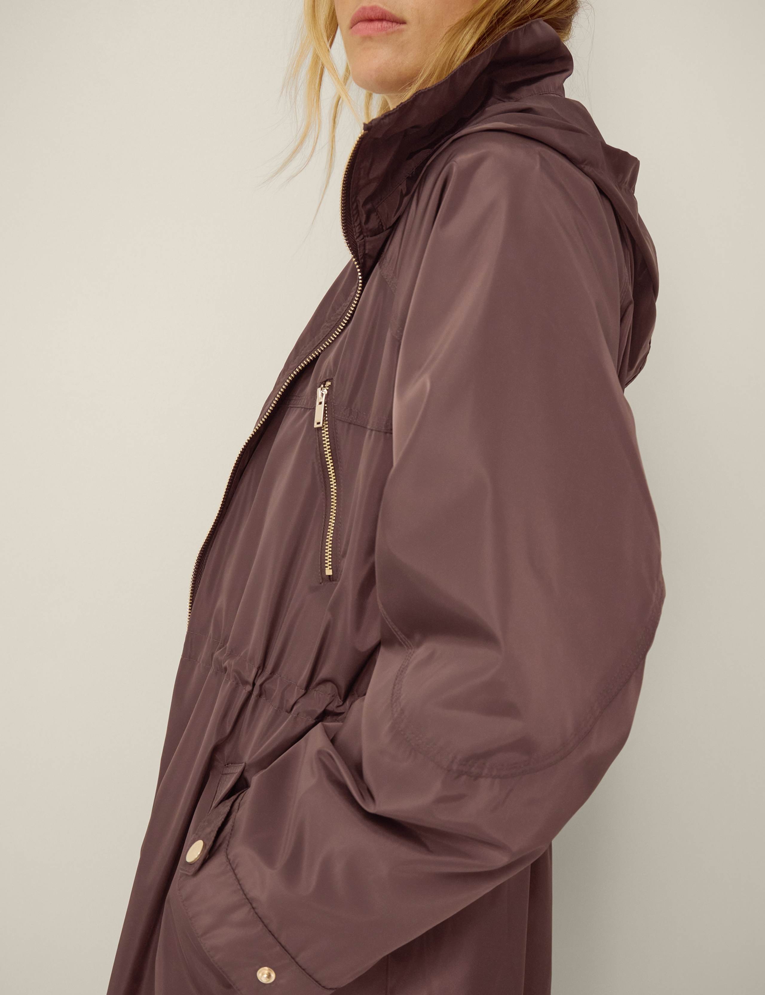 Funnel Neck Hooded Raincoat 3 of 4
