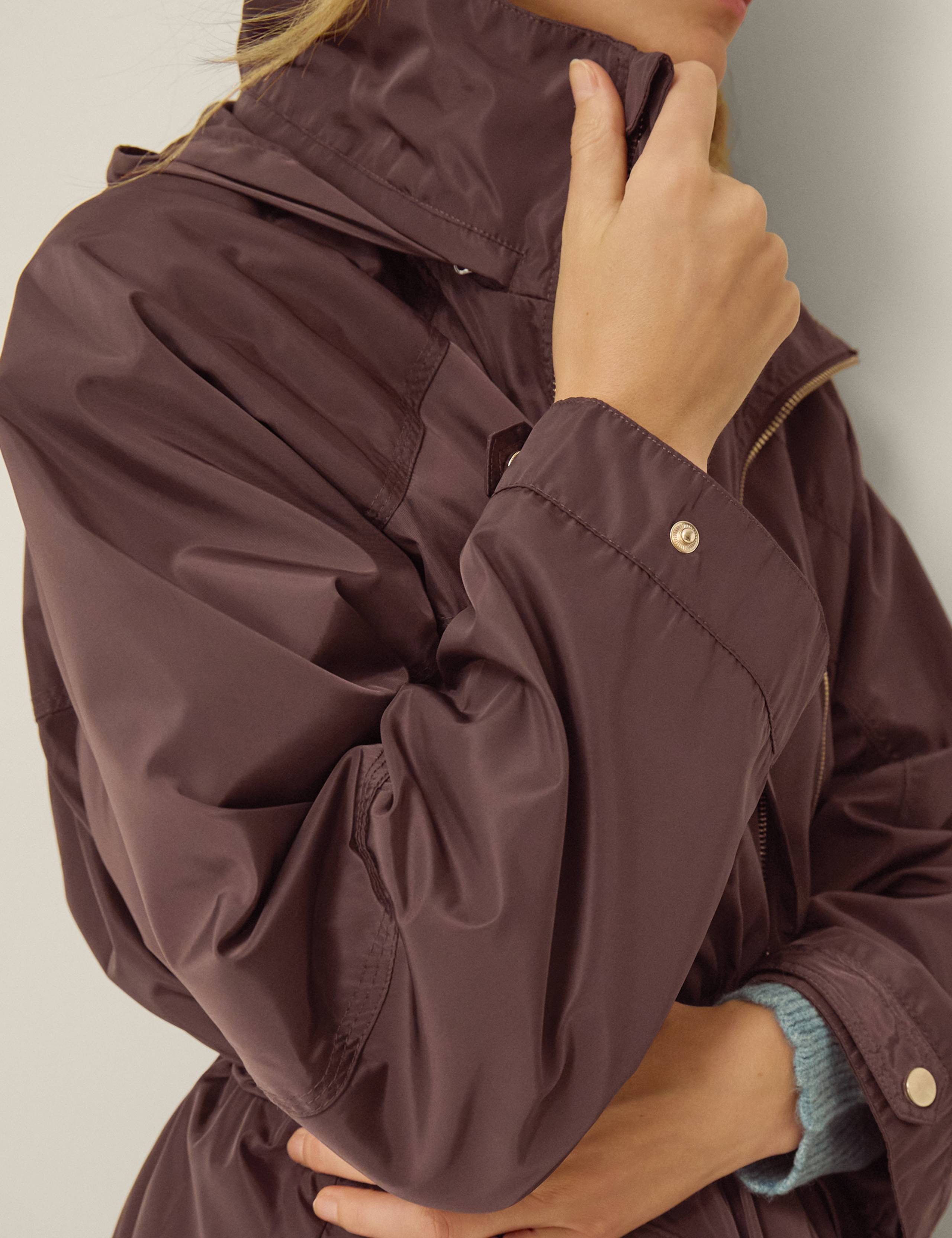 Funnel Neck Hooded Raincoat 4 of 4
