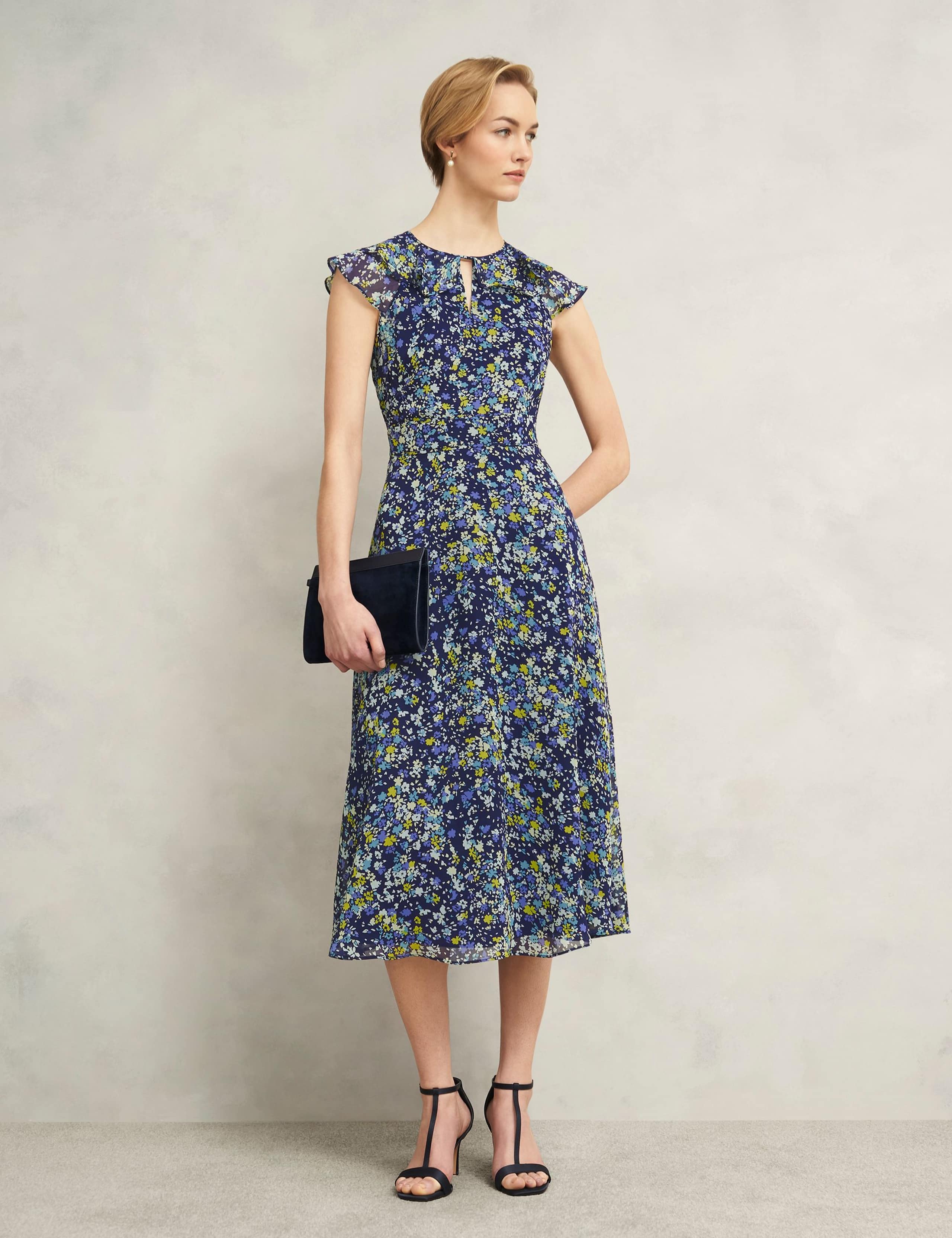 Floral Cut Out Detail Midi Skater Dress 3 of 8