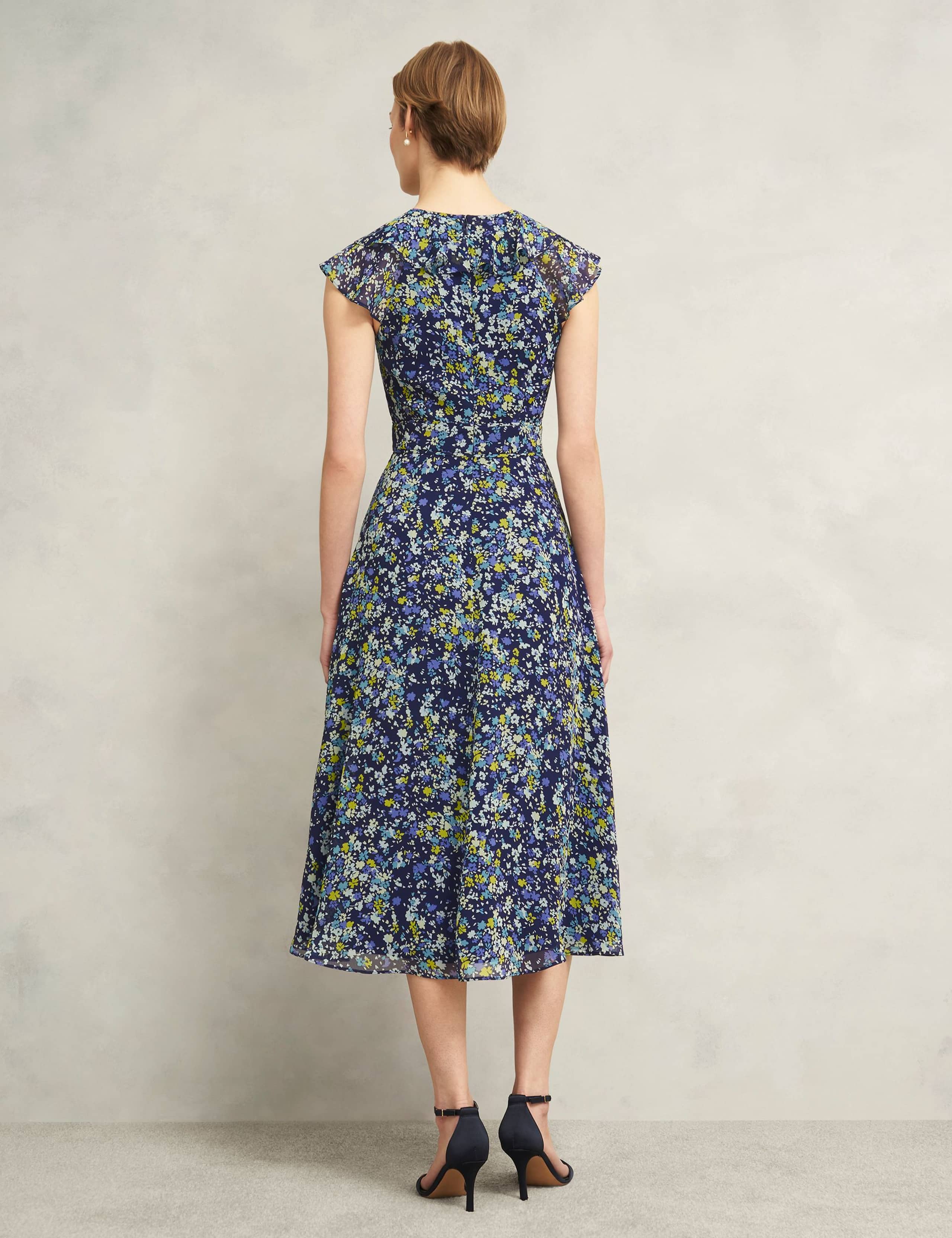 Floral Cut Out Detail Midi Skater Dress 4 of 8