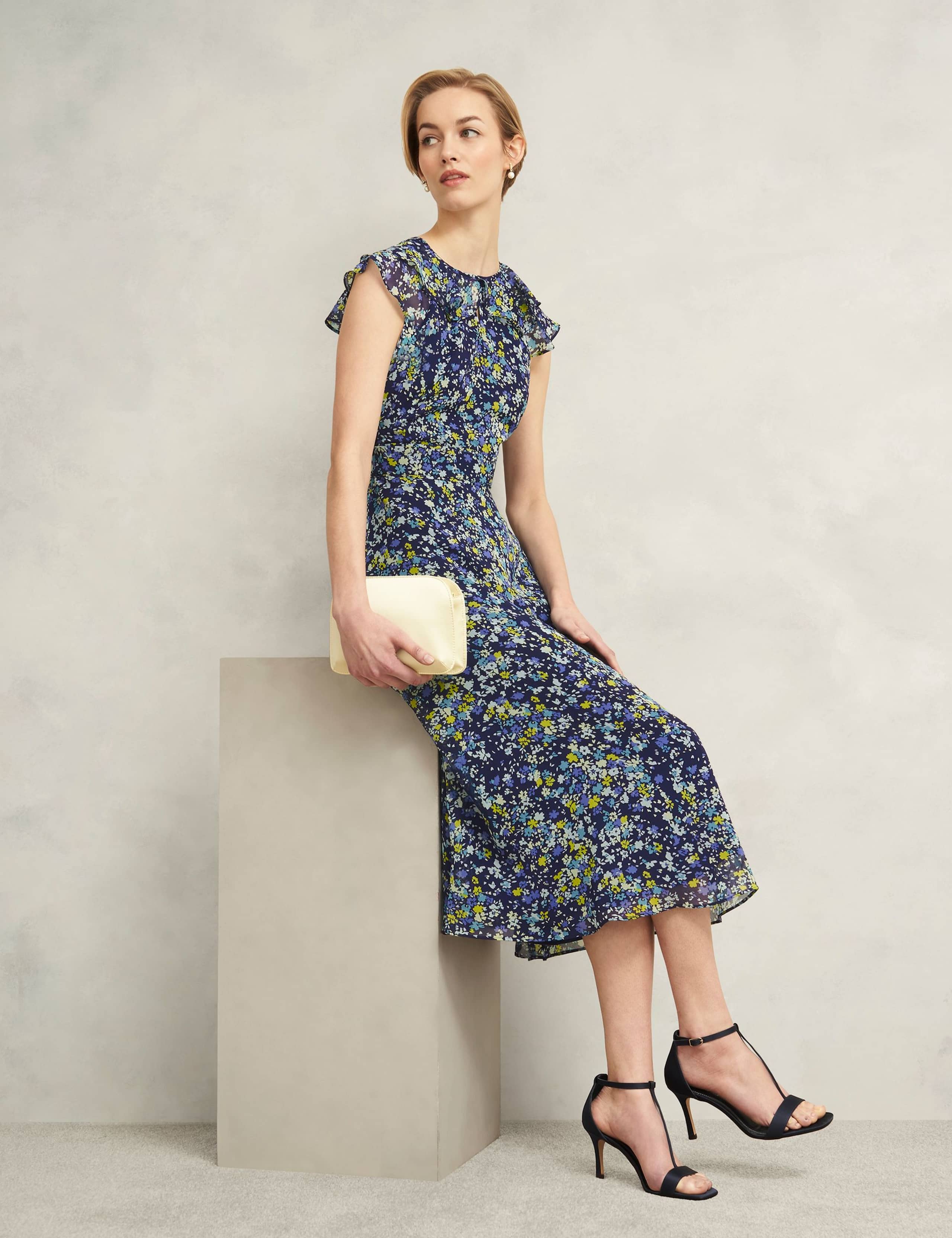 Floral Cut Out Detail Midi Skater Dress 6 of 8