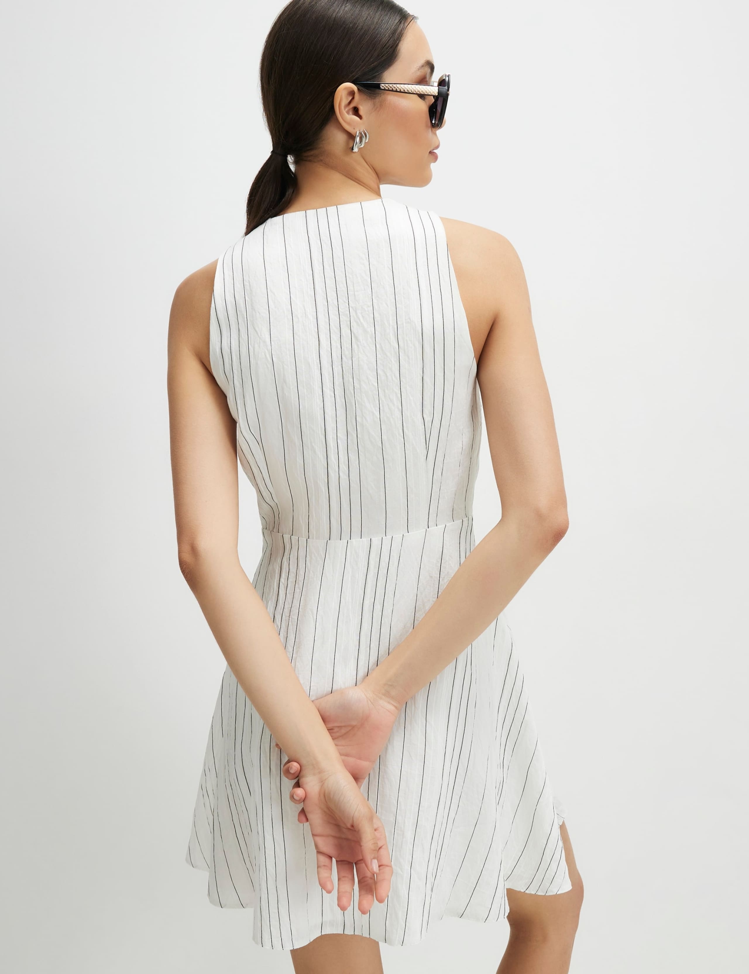Striped V-Neck Mini Skater Dress 3 of 4