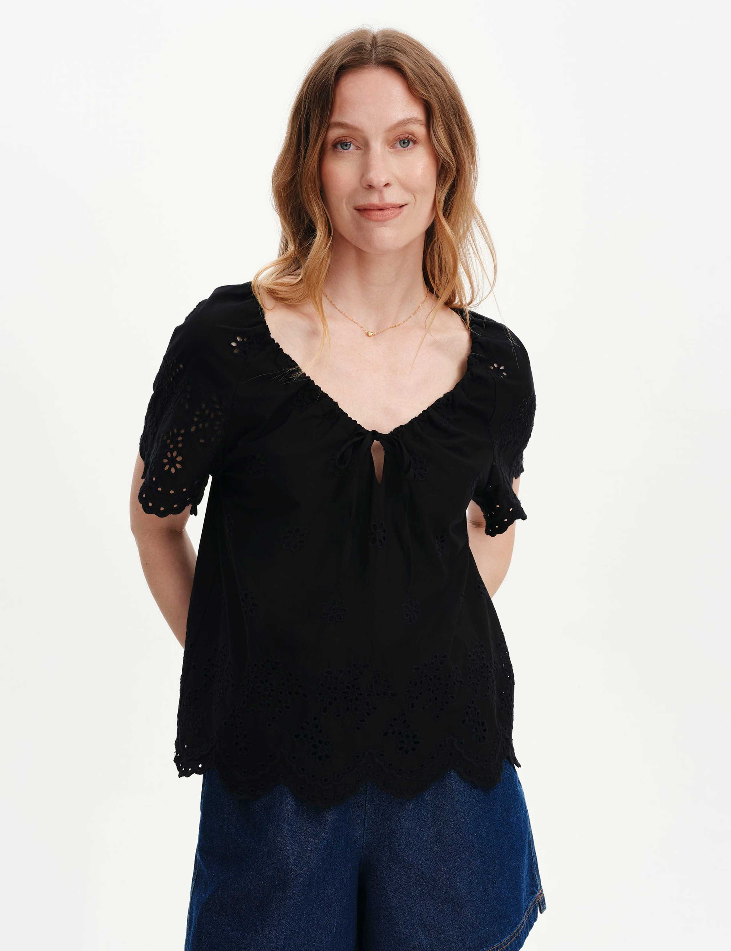 Pure Cotton Embroidered Drawstring Top 2 of 6