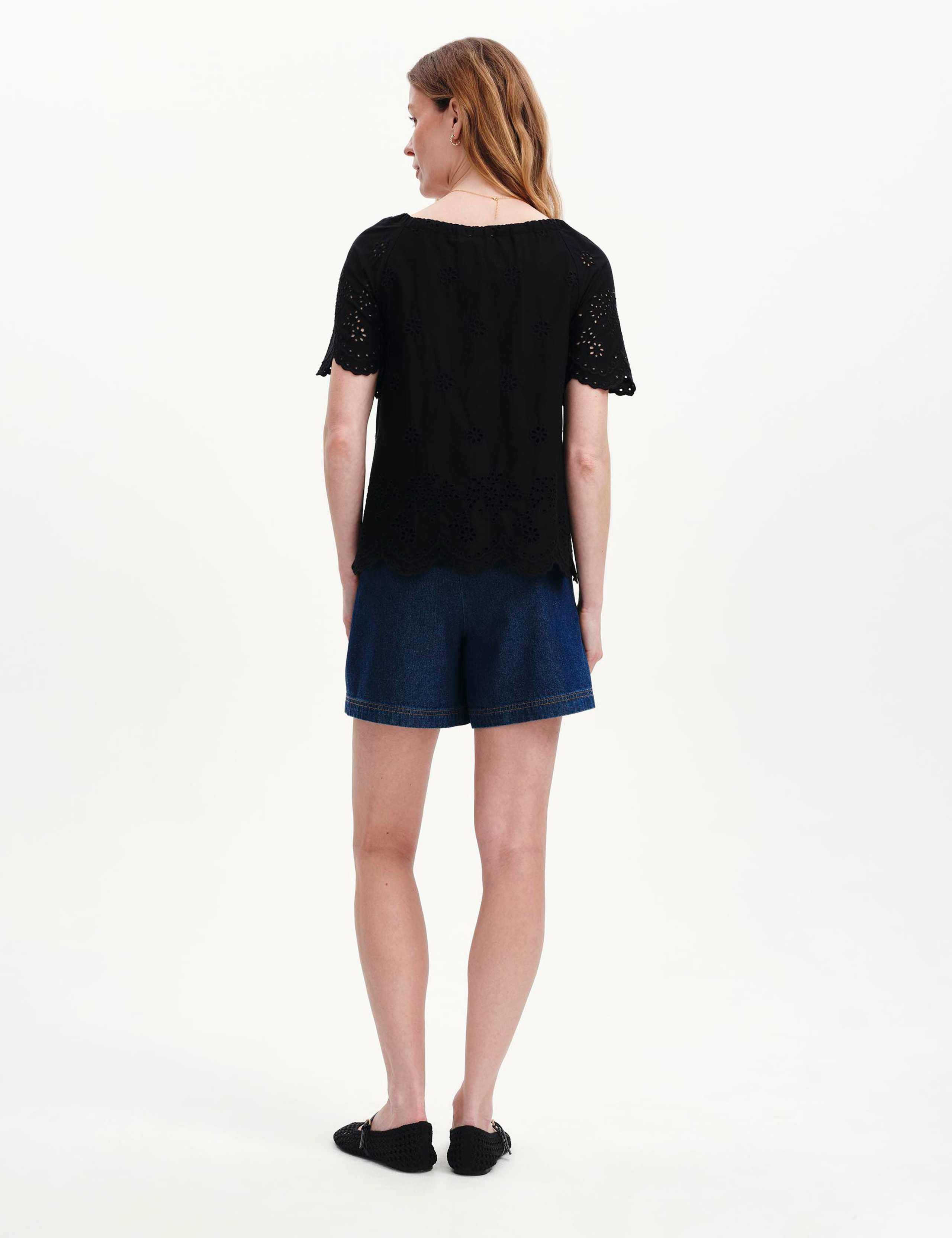 Pure Cotton Embroidered Drawstring Top 4 of 6