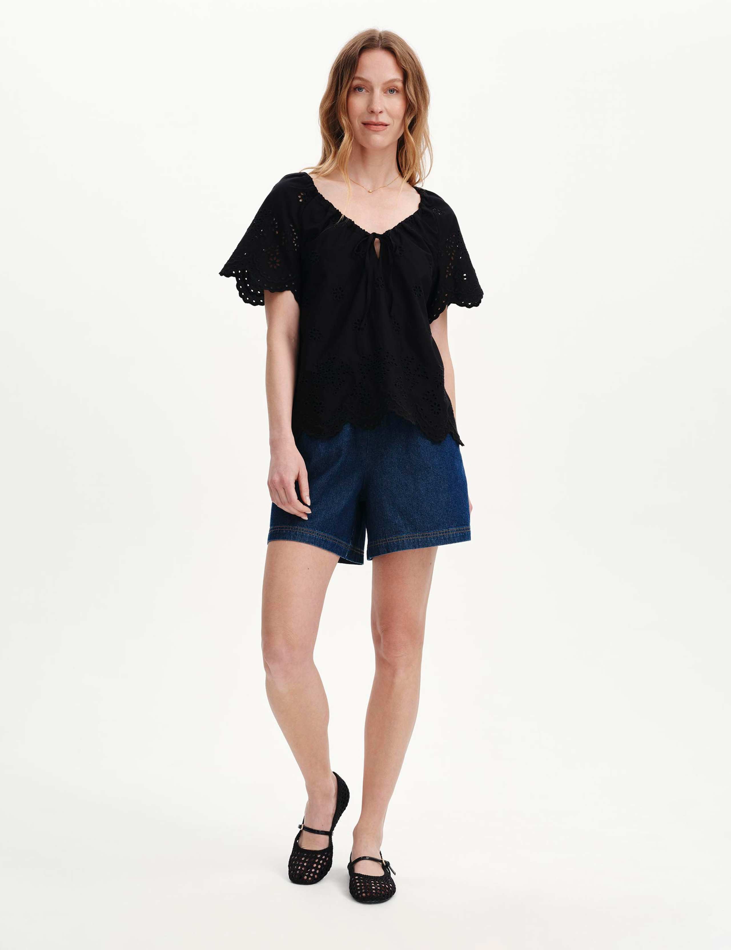 Pure Cotton Embroidered Drawstring Top 5 of 6
