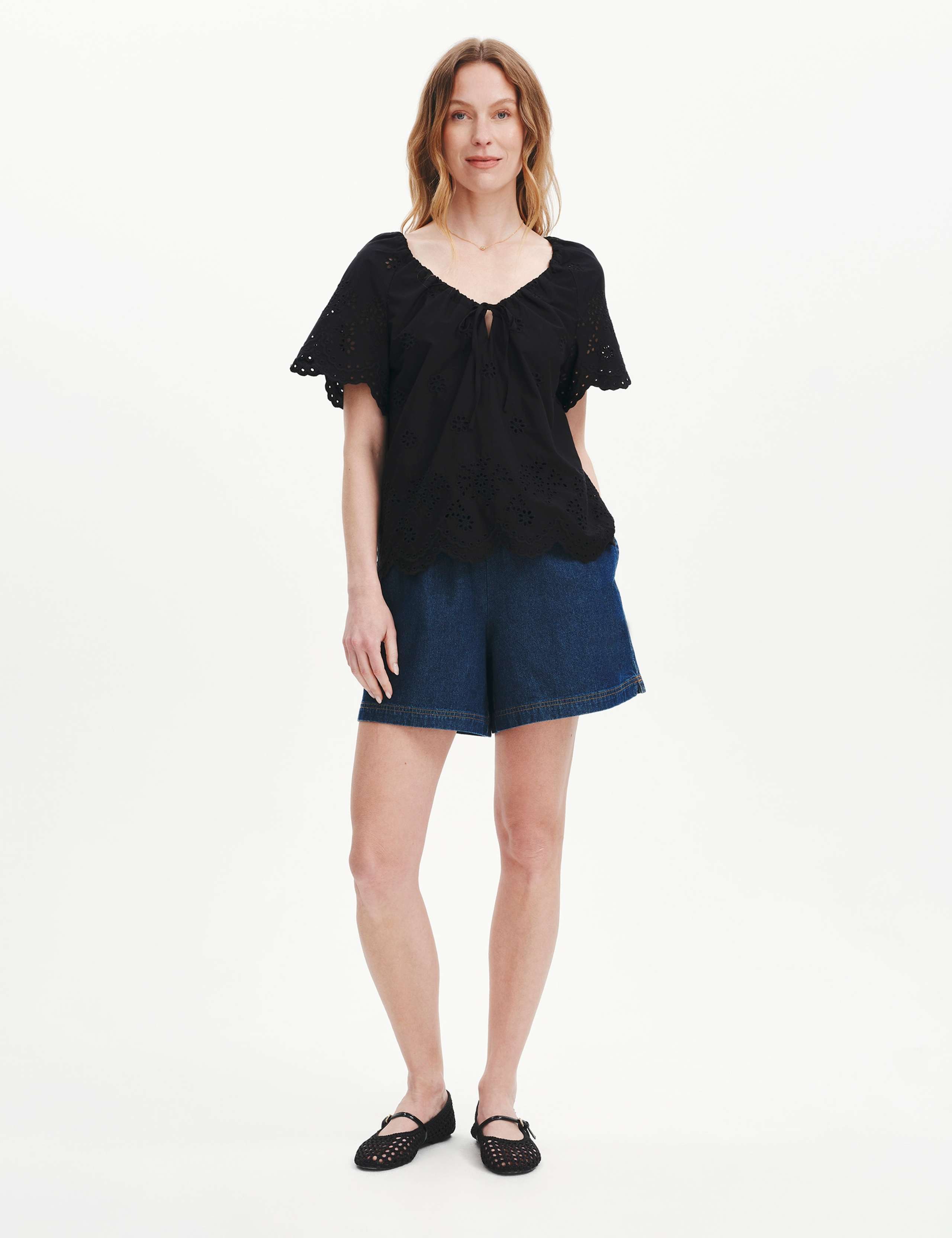 Pure Cotton Embroidered Drawstring Top 6 of 6