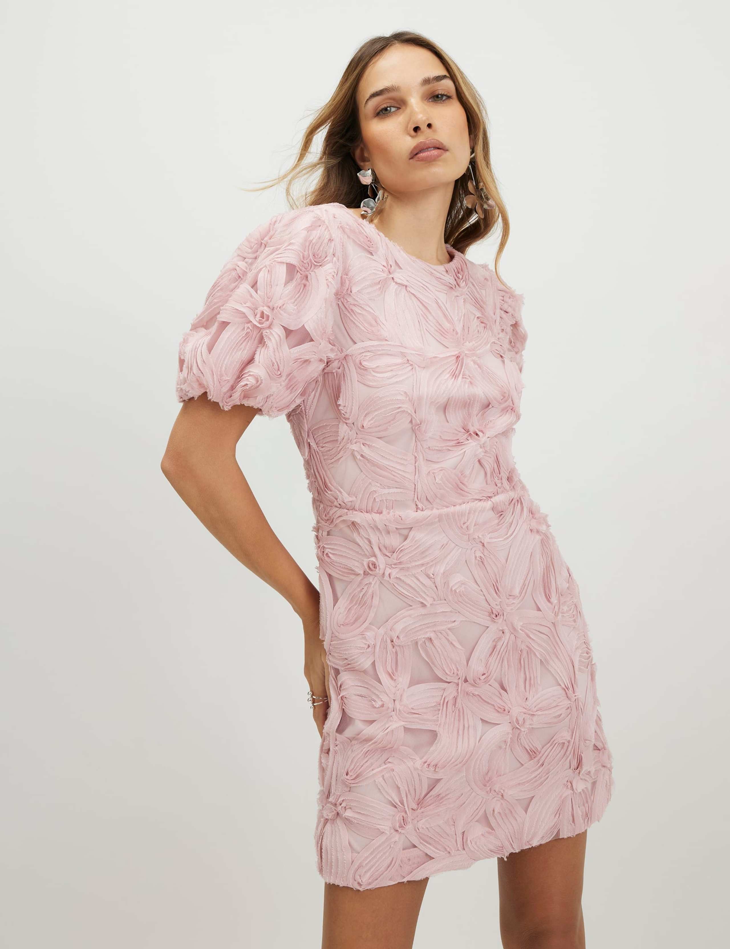 Floral Puff Sleeve Mini Shift Dress 3 of 4