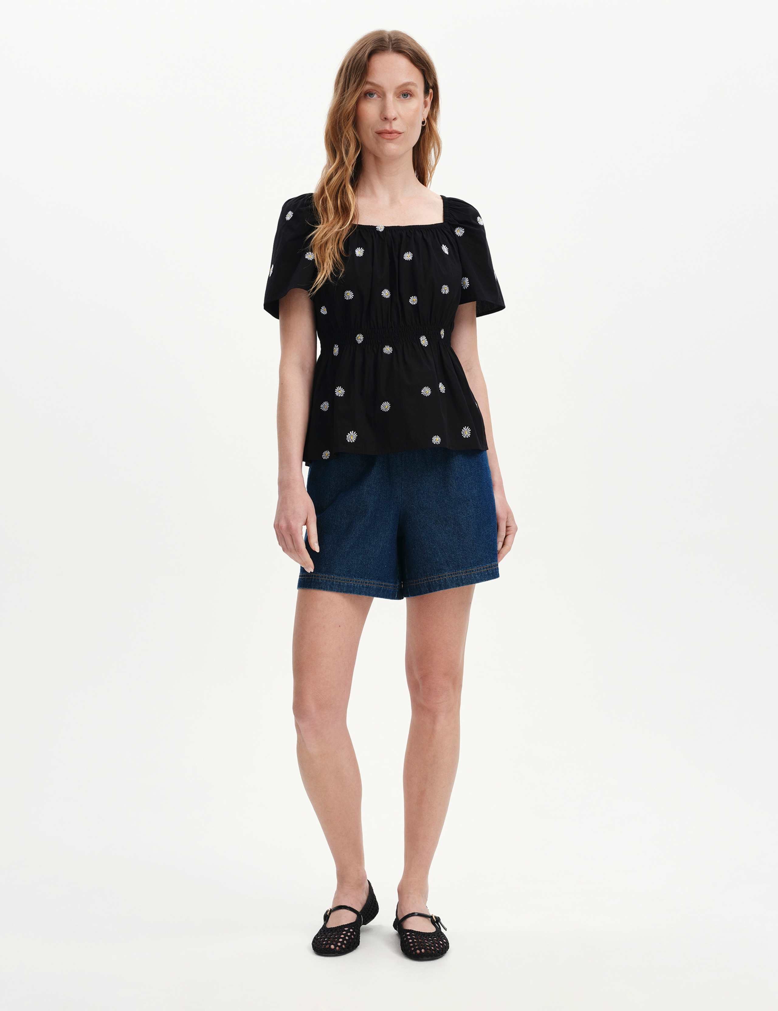 Pure Cotton Floral Embroidered Peplum Top 5 of 6