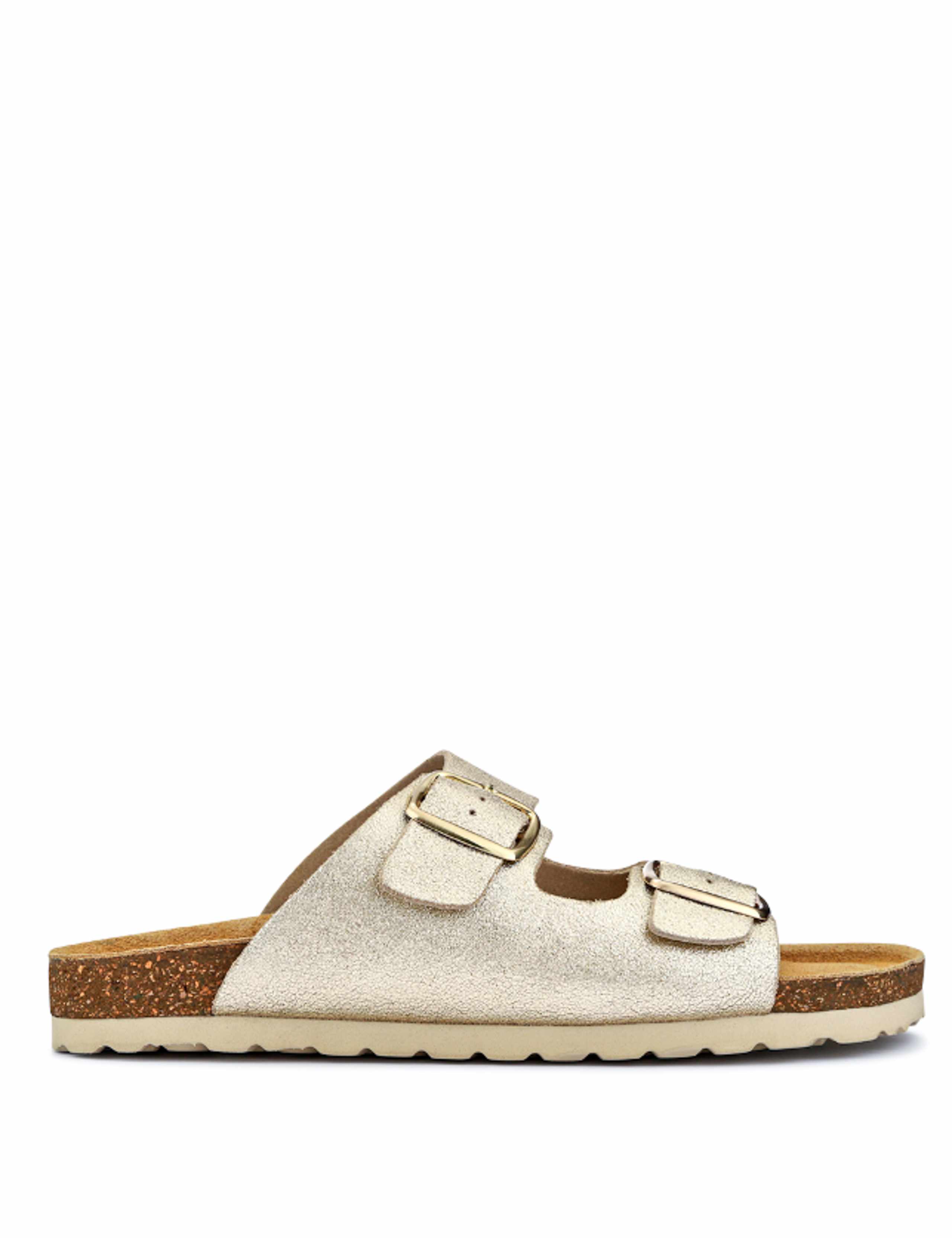 Leather Metallic Buckle Flat Sandals 4 of 7