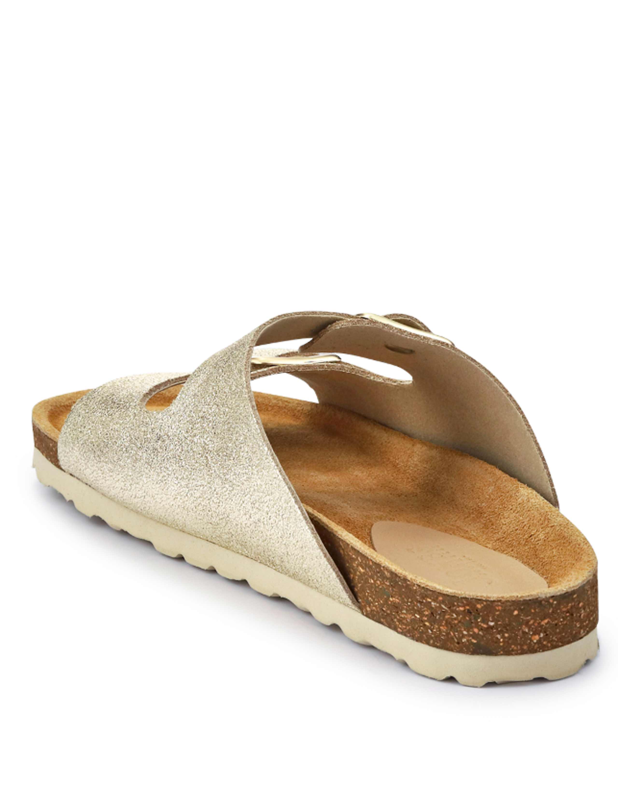 Leather Metallic Buckle Flat Sandals 6 of 7