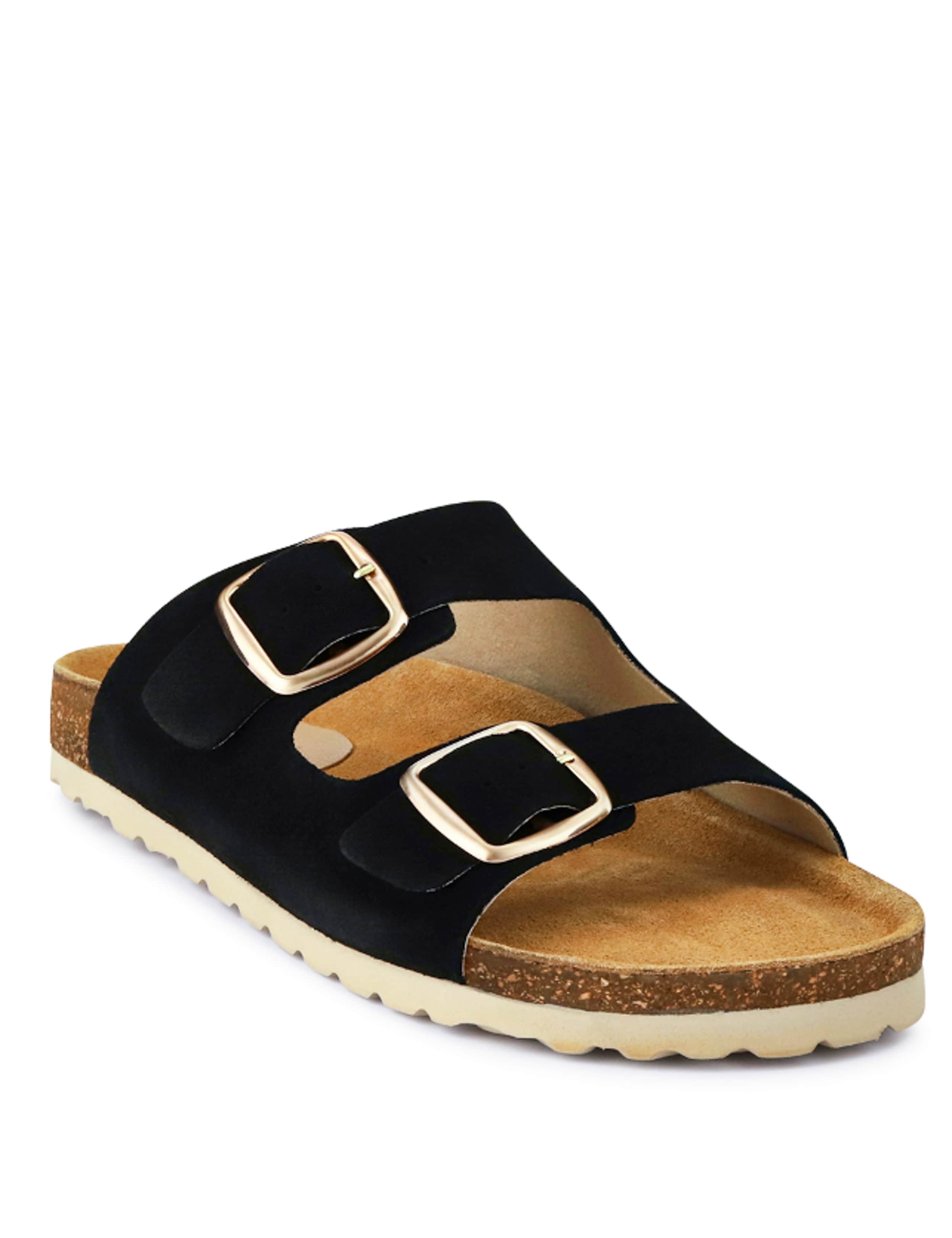 Leather Metallic Buckle Flat Sandals 5 of 7