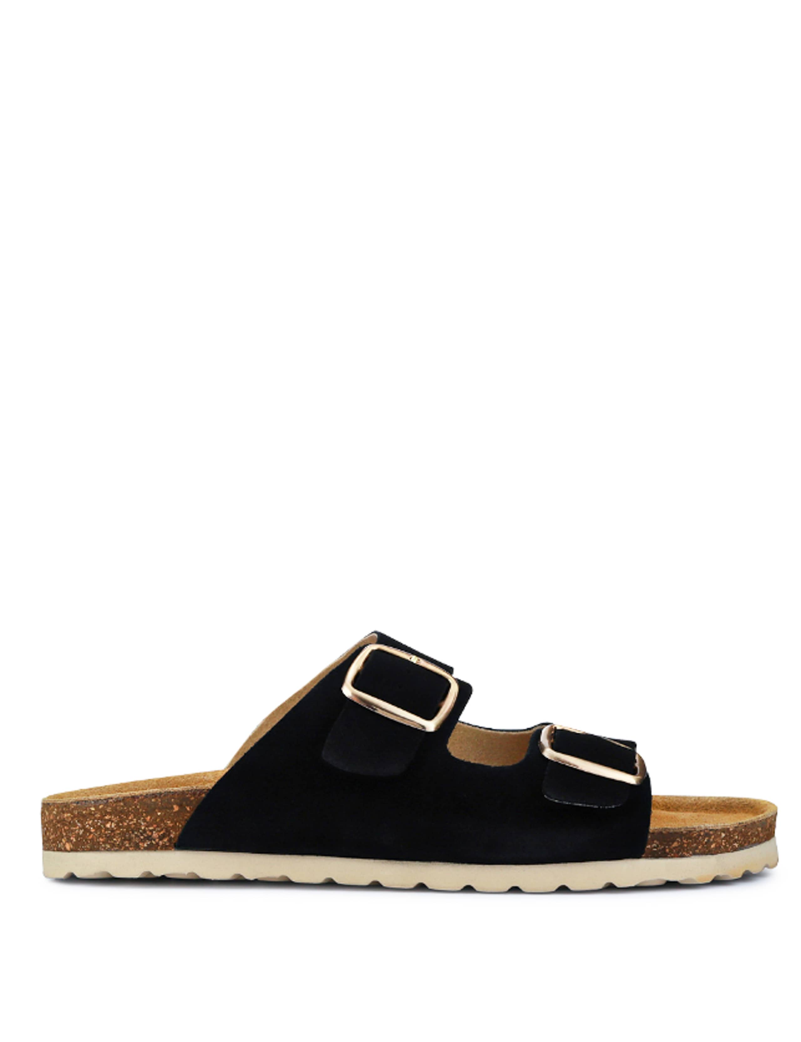Leather Metallic Buckle Flat Sandals 2 of 7
