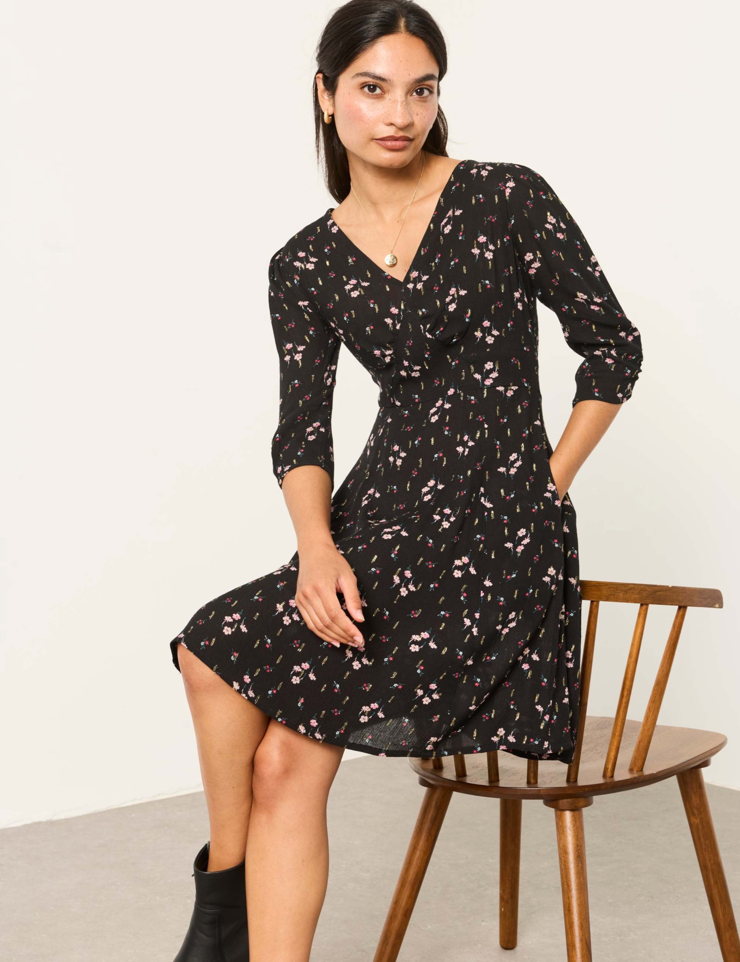Printed V Neck Mini Dress 5 of 6