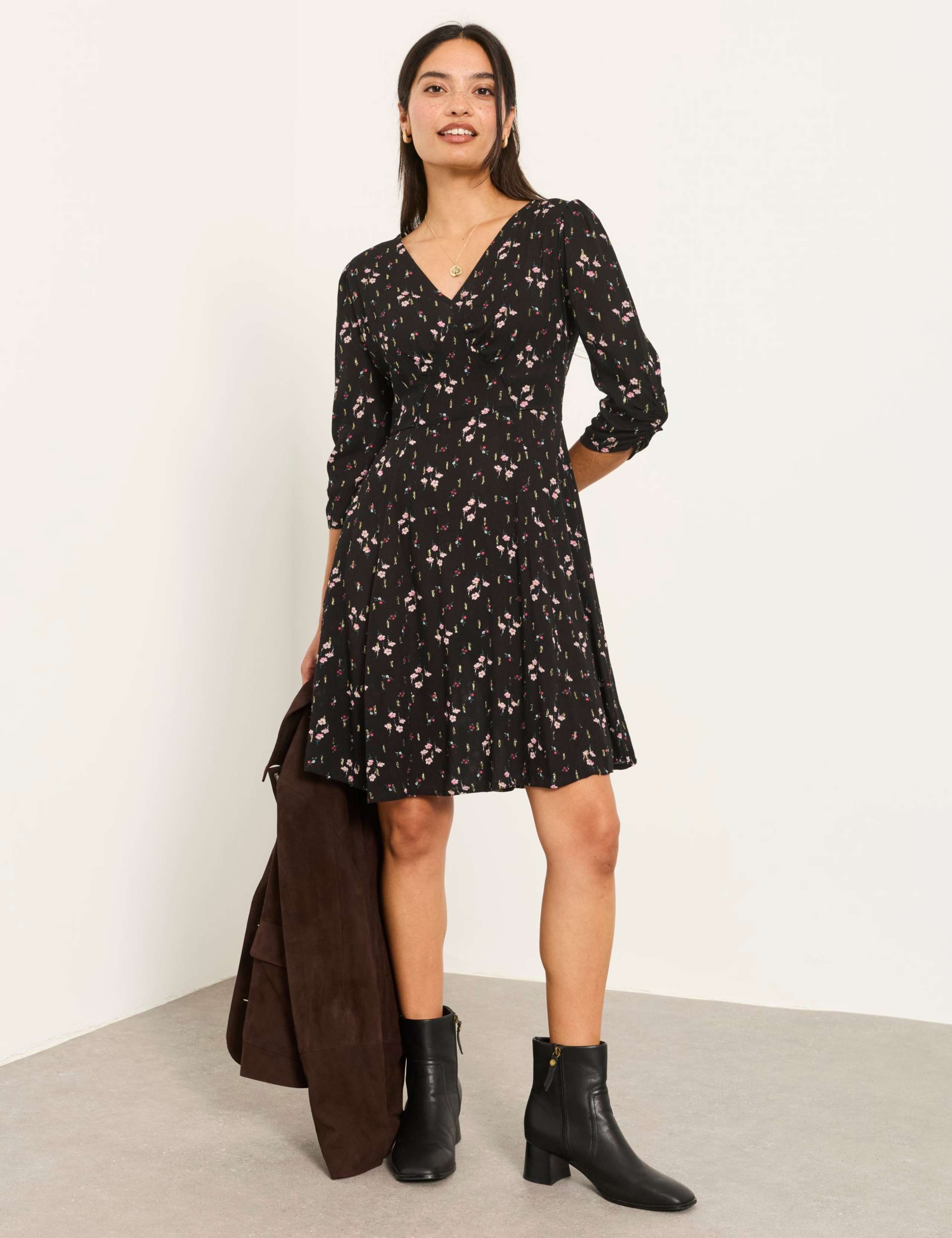 Printed V Neck Mini Dress 6 of 6