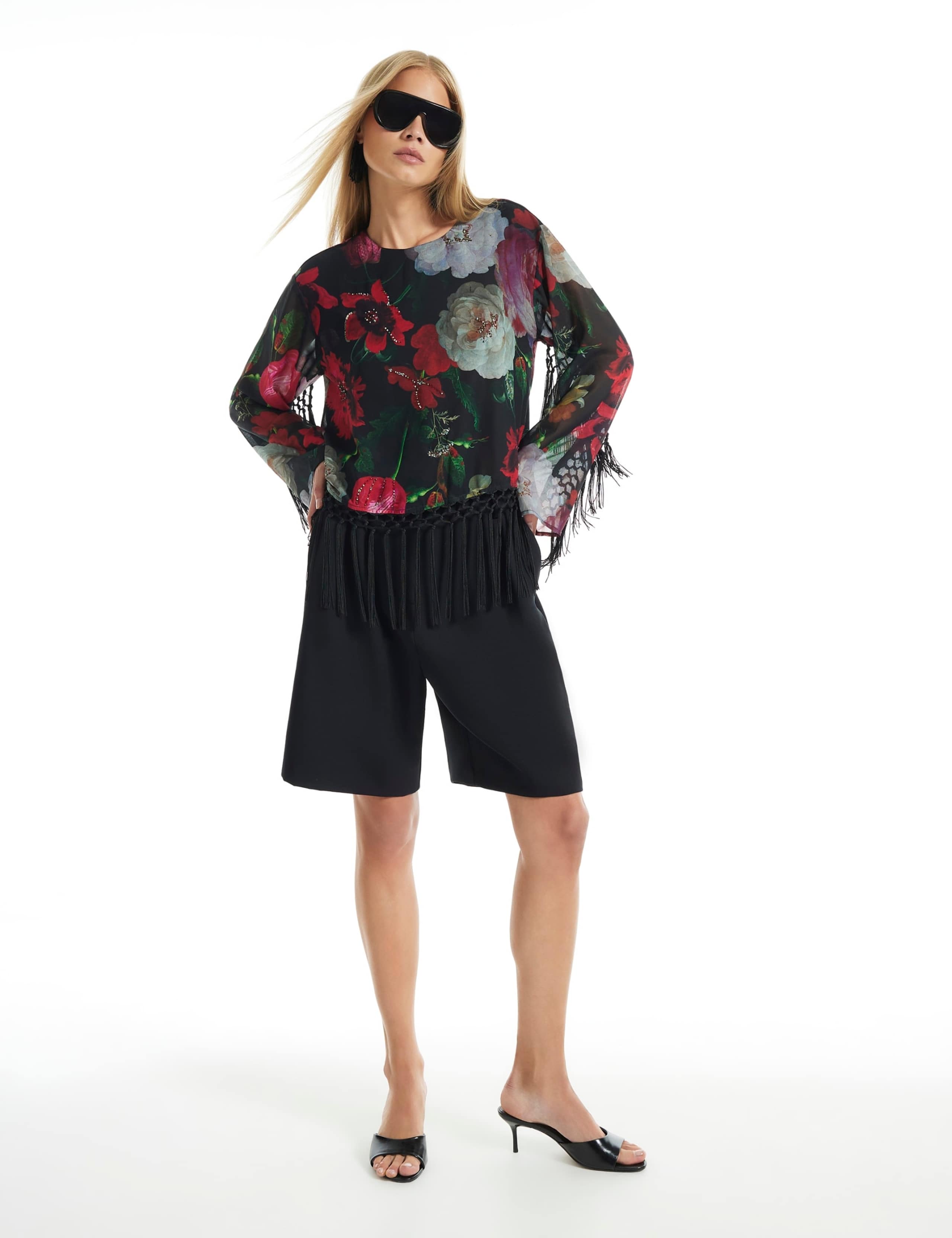 Floral Fringed Crew Neck Top 1 of 3