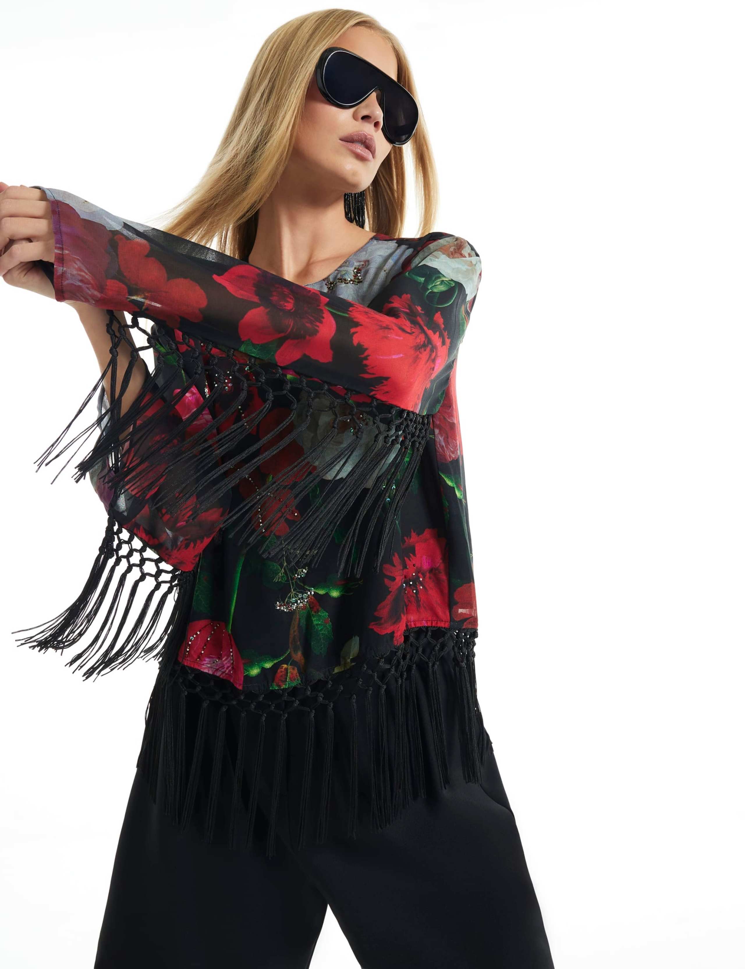 Floral Fringed Crew Neck Top 3 of 3