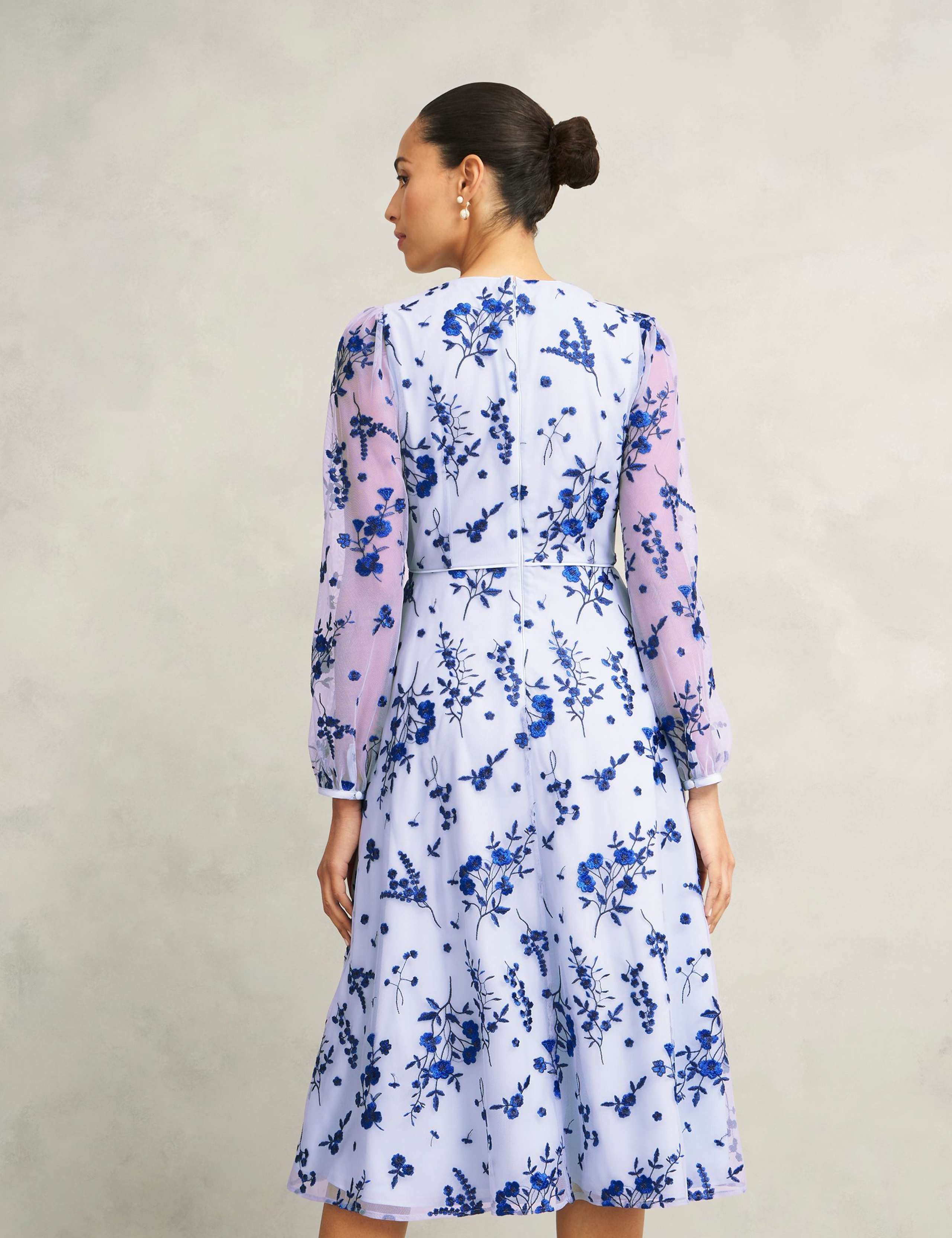 Embroidered V-Neck Midi Skater Dress 5 of 7