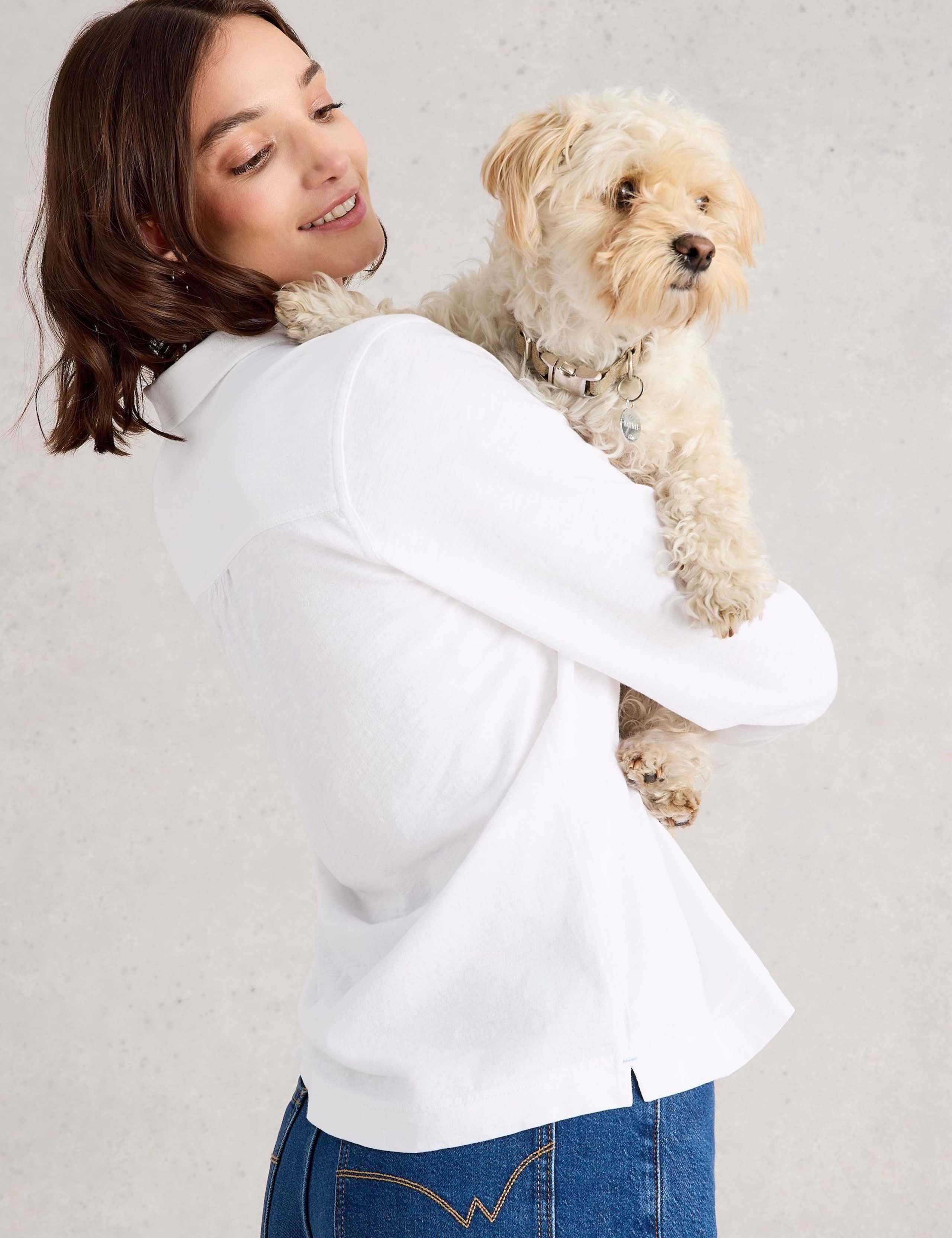 Pure Cotton V-Neck Collared Blouse 6 of 6