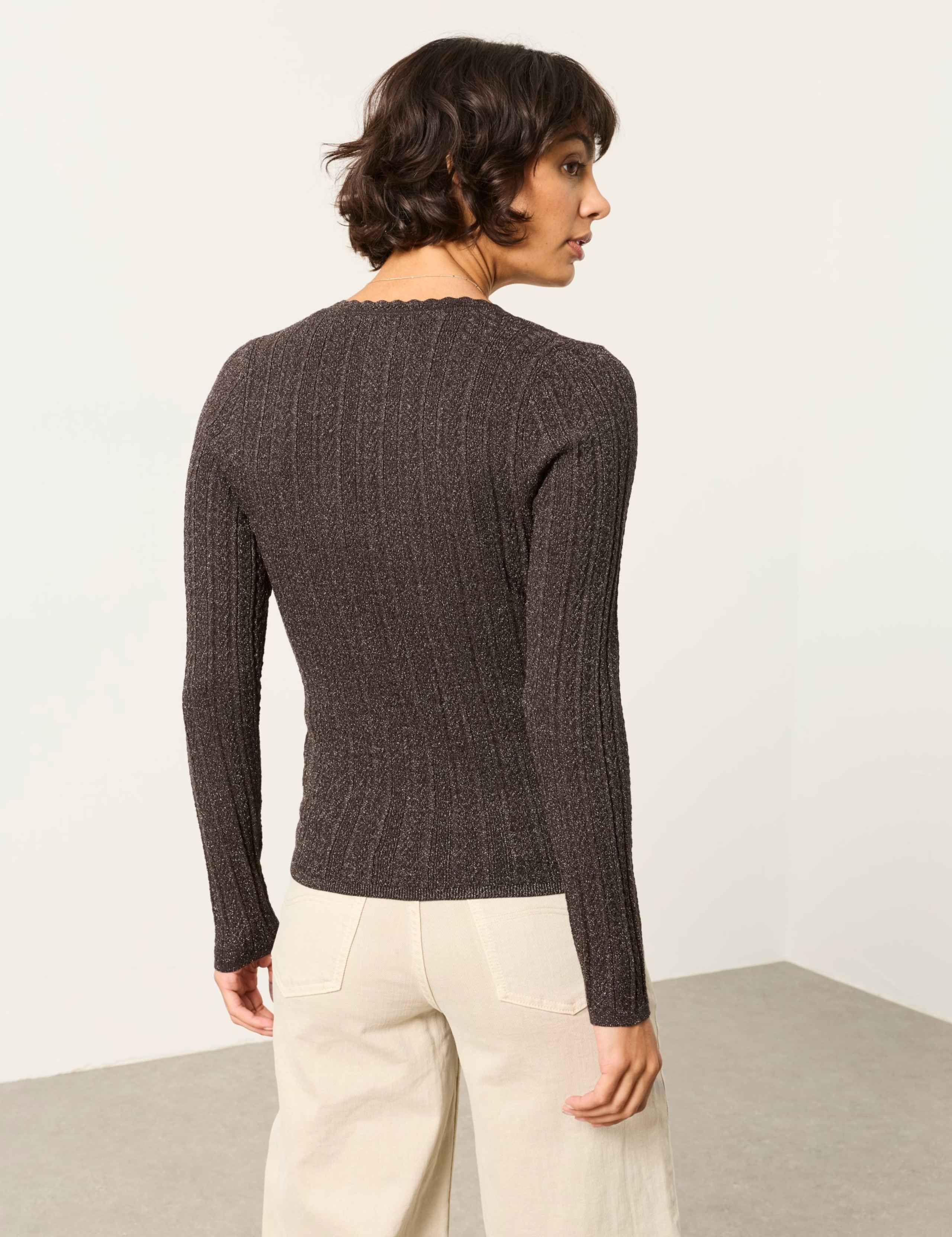 Merino Wool Rich Sparkly V Neck Jumper 3 of 7