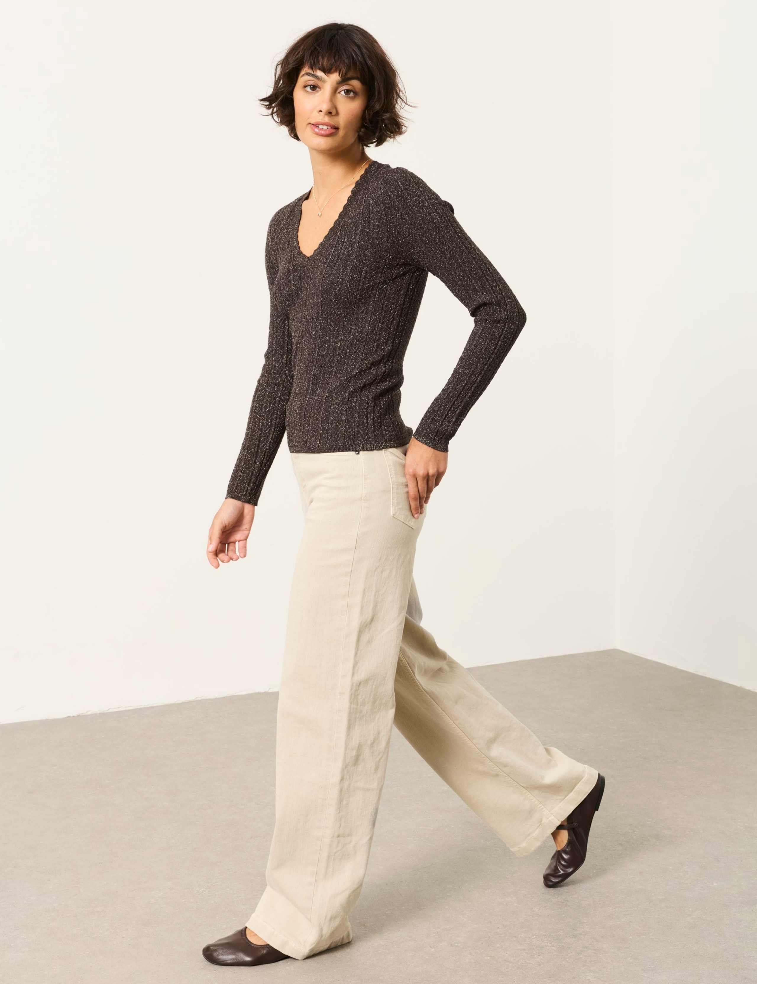 Merino Wool Rich Sparkly V Neck Jumper 4 of 7
